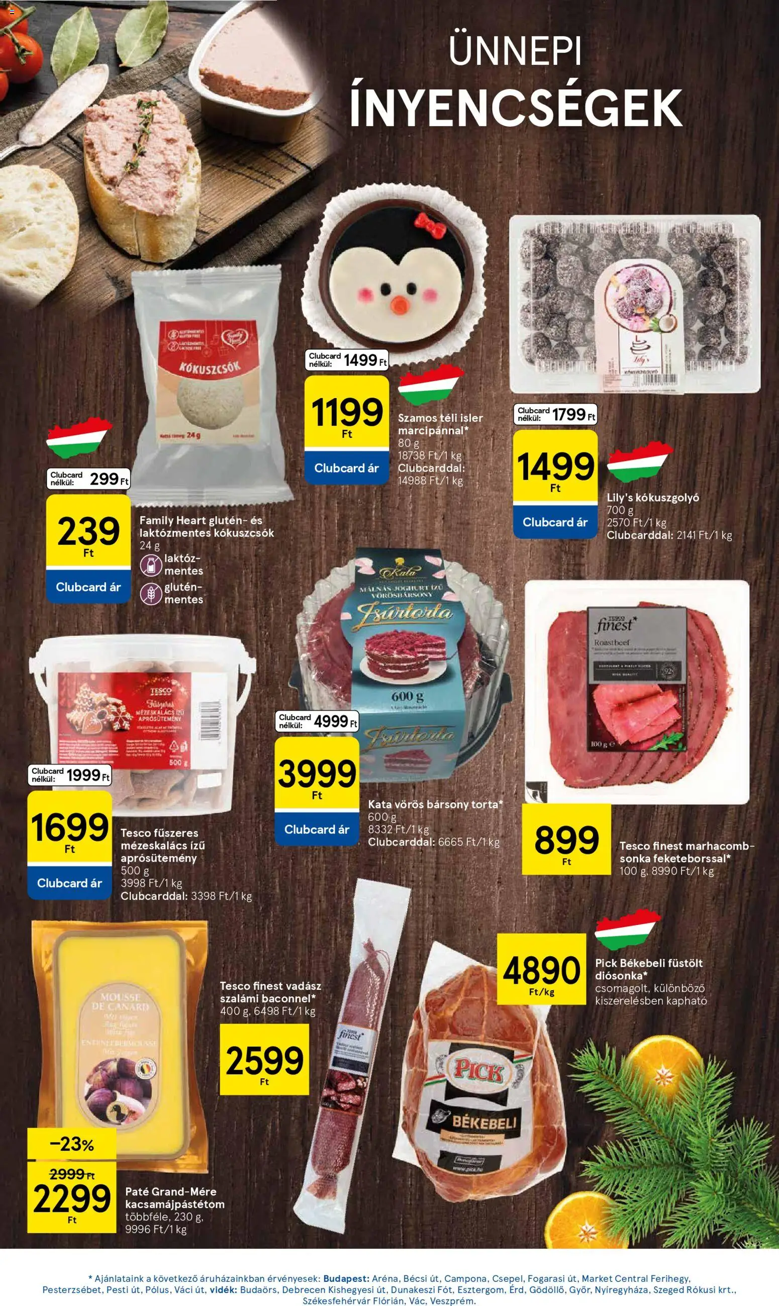 Tesco akciós ujság - amely érvényes a következő dátumtól: 18.12.2025 | Oldal: 23 | Termékek: Sonka, Joghurt, Kacsamájpástétom, Marhacomb