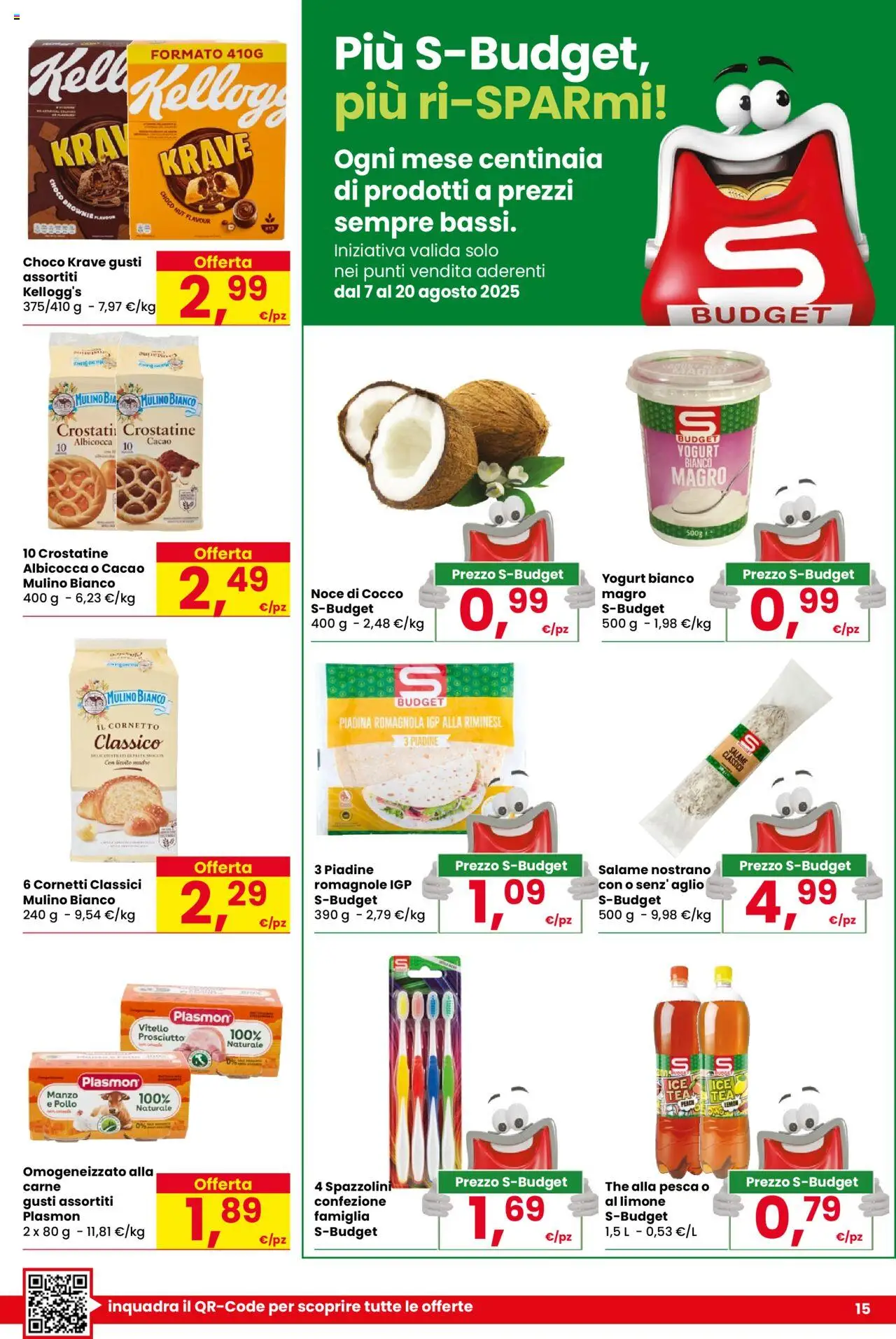 Volantino Eurospar del 07.08.2025 | Pagina: 15 | Prodotti: Prosciutto, The, Cocco, Cacao