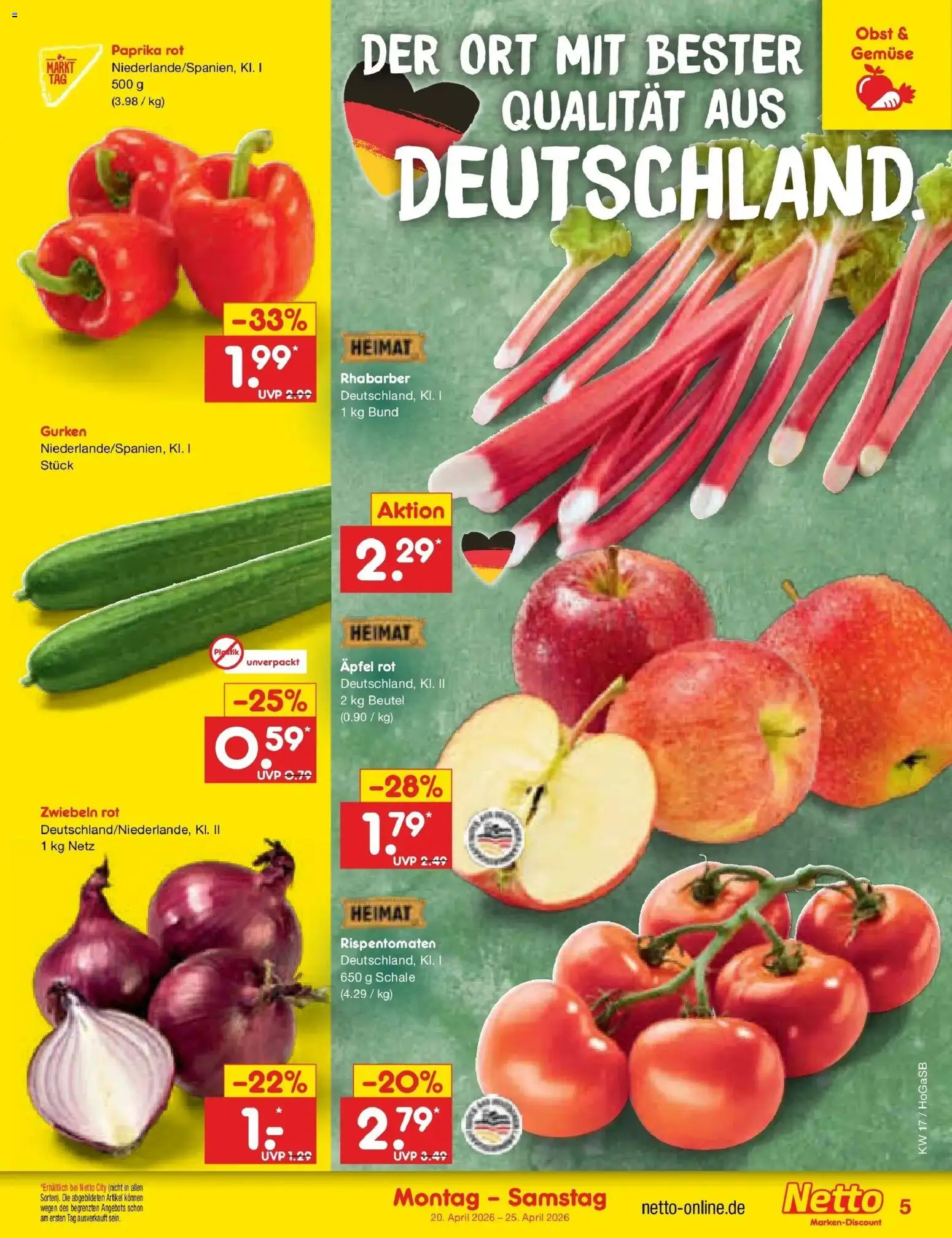 Netto Marken-Discount Prospekt Hannover	 – gültig ab 20.04.2026 | Seite: 7 | Produkte: Äpfel, Zwiebeln, Paprika, Obst