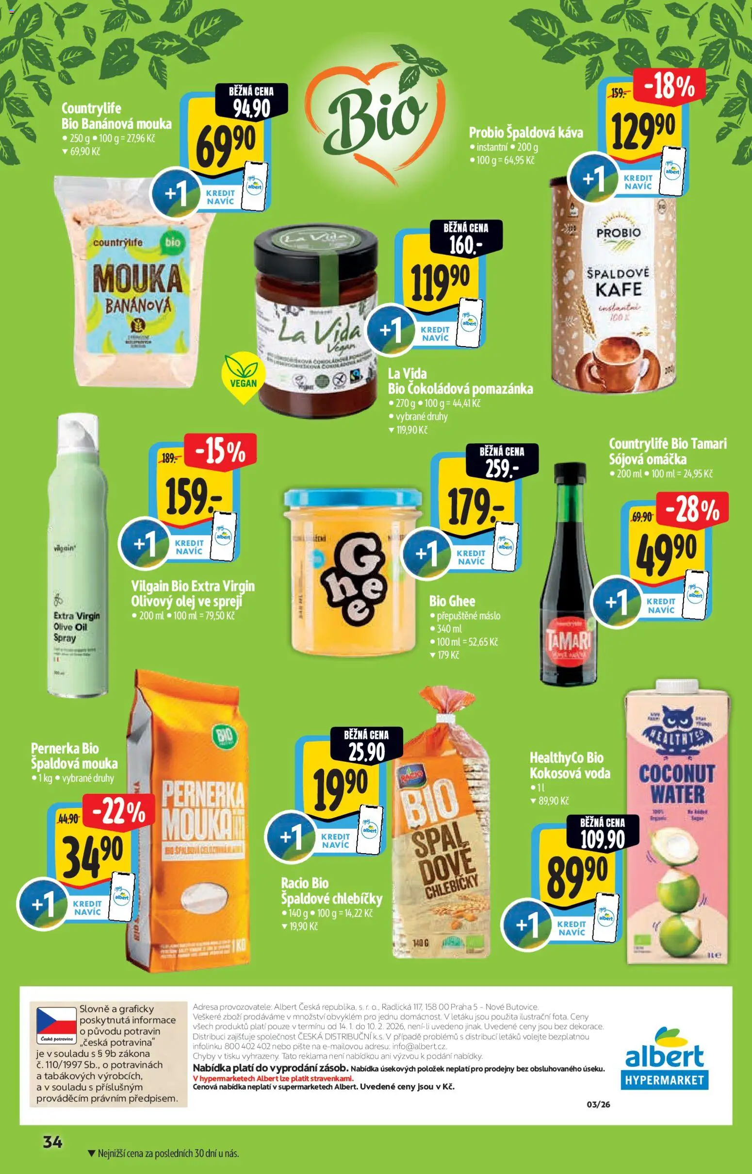 Albert katalog - Hypermarket od 14.01.2026 | Strana: 34 | Produkty: Olivový olej ve spreji, Mouka, Špaldová mouka, Olej ve spreji