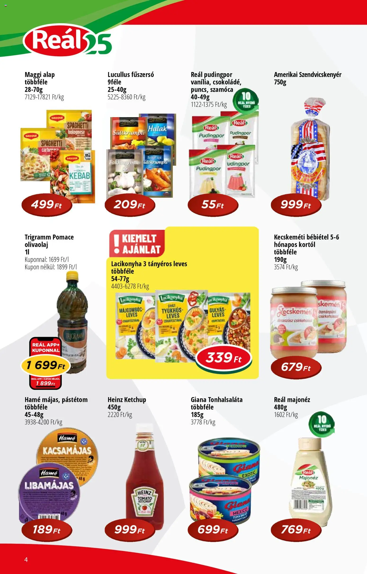 Reál akciós ujság - amely érvényes a következő dátumtól: 15.04.2026 | Oldal: 4 | Termékek: Halak, Maggi, Ketchup, Majonéz