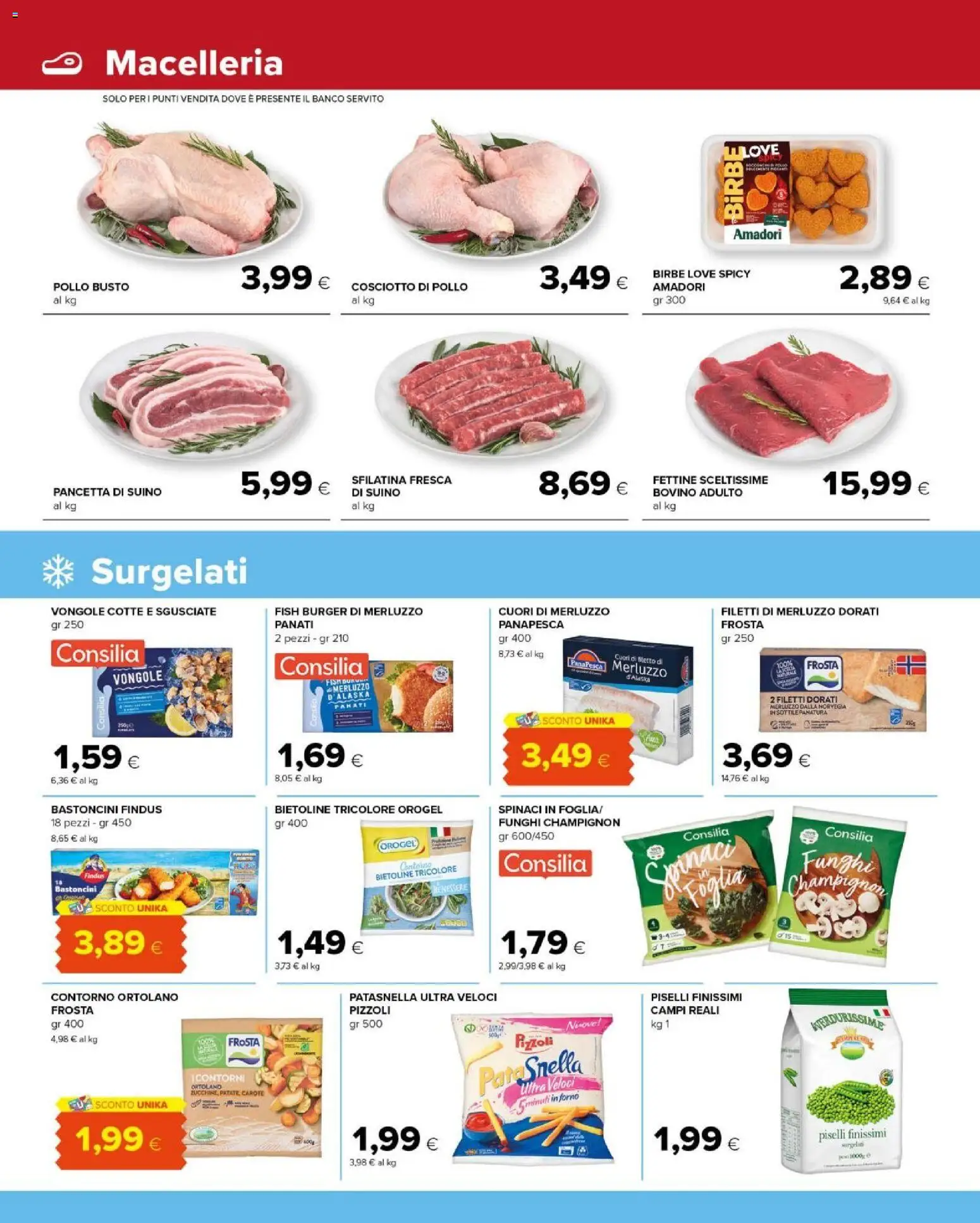 Volantino Tigre del 11.02.2026 | Pagina: 4 | Prodotti: Merluzzo, Vongole, Pancetta, Carote