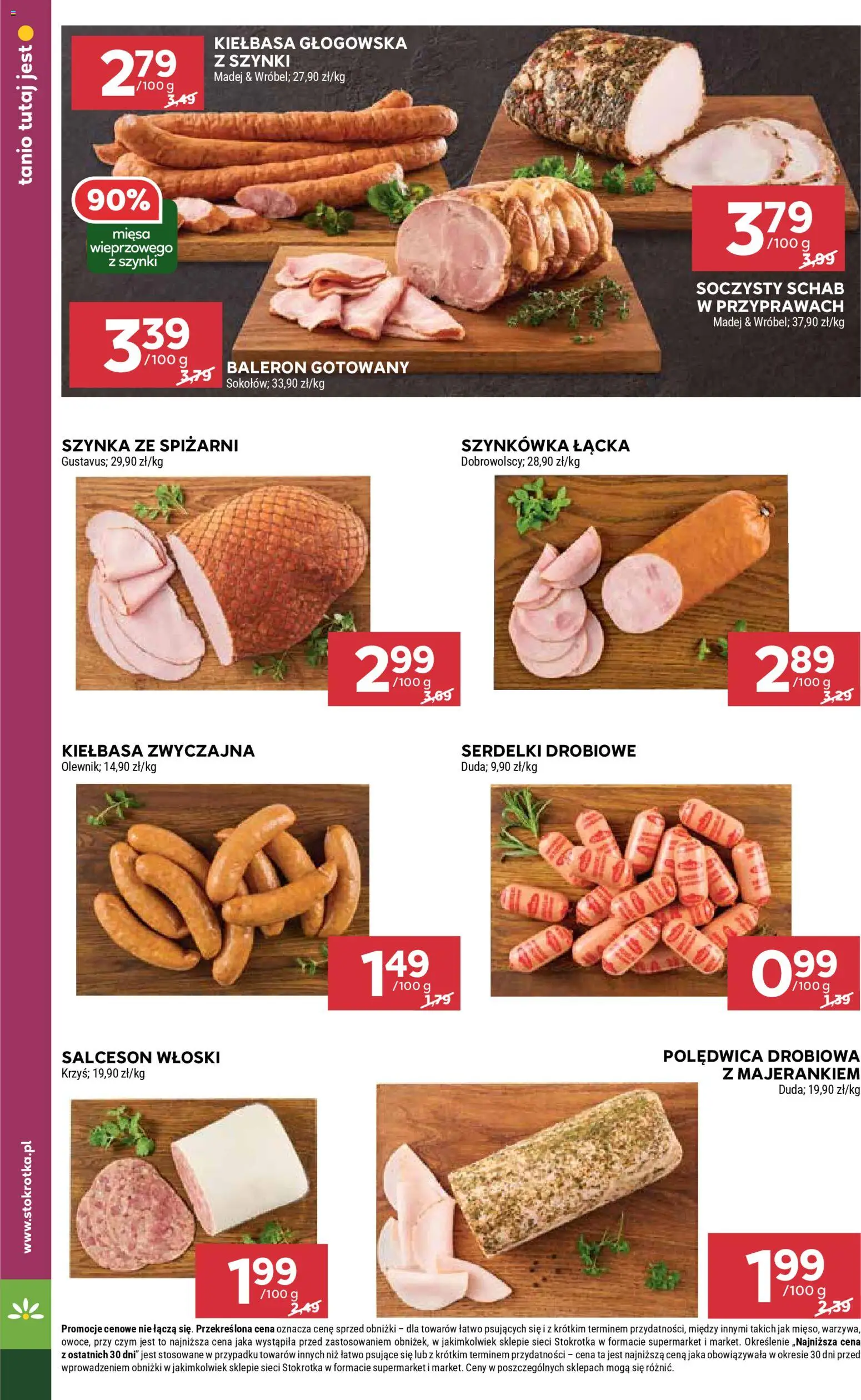 Stokrotka Gazetka - Market od 23.10.2025 | Strona: 8 | Produkty: Kiełbasa, Schab, Stokrotka, Szynka