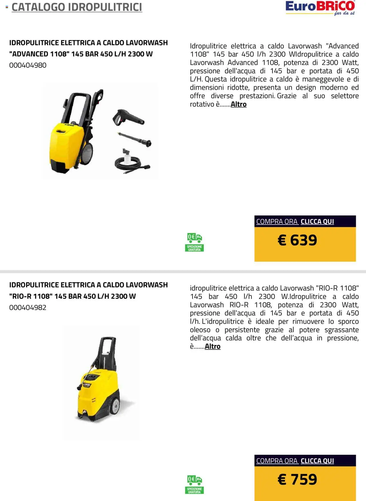 Volantino Eurobrico del 23.07.2025 | Pagina: 19 | Prodotti: Idropulitrice