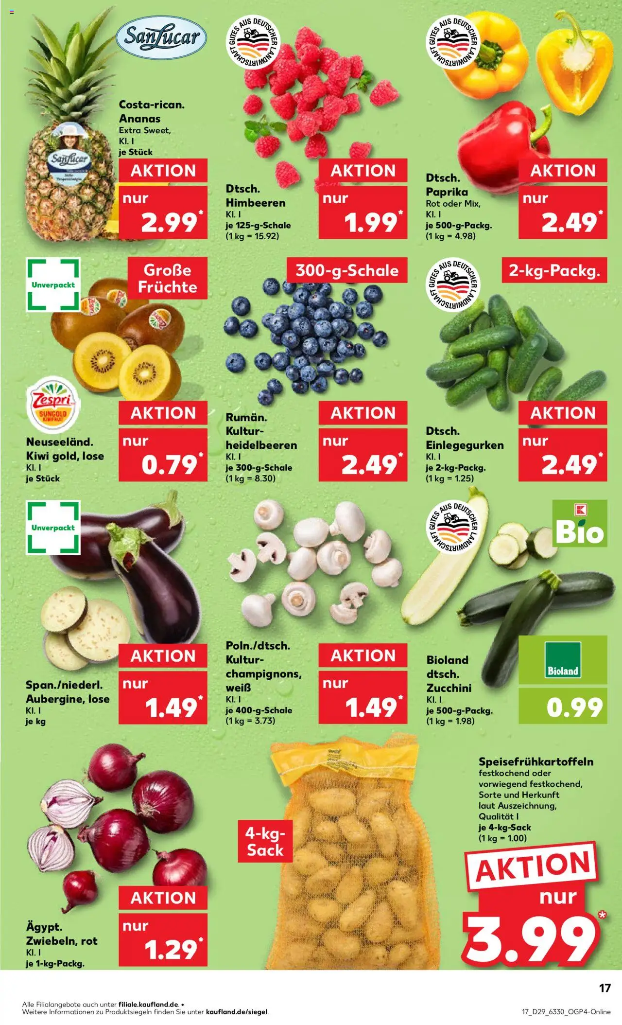 Kaufland prospekt Kiel	 - gültig ab dem 17.07.2025 | Seite: 17 | Produkte: Himbeeren, Heidelbeeren, Paprika, Kiwi