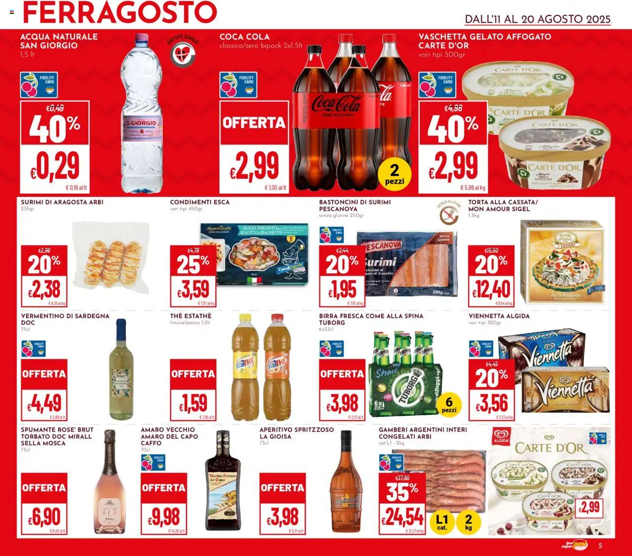Volantino Pan del 11.08.2025 | Pagina: 5 | Prodotti: Gelato, Acqua, Sugo, Coca Cola
