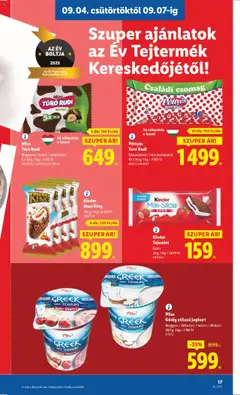 Lidl akciós ujság - amely érvényes a következő dátumtól: 04.09.2025 | Oldal: 17 | Termékek: Túró rudi, Tejszelet, Joghurt, Eper