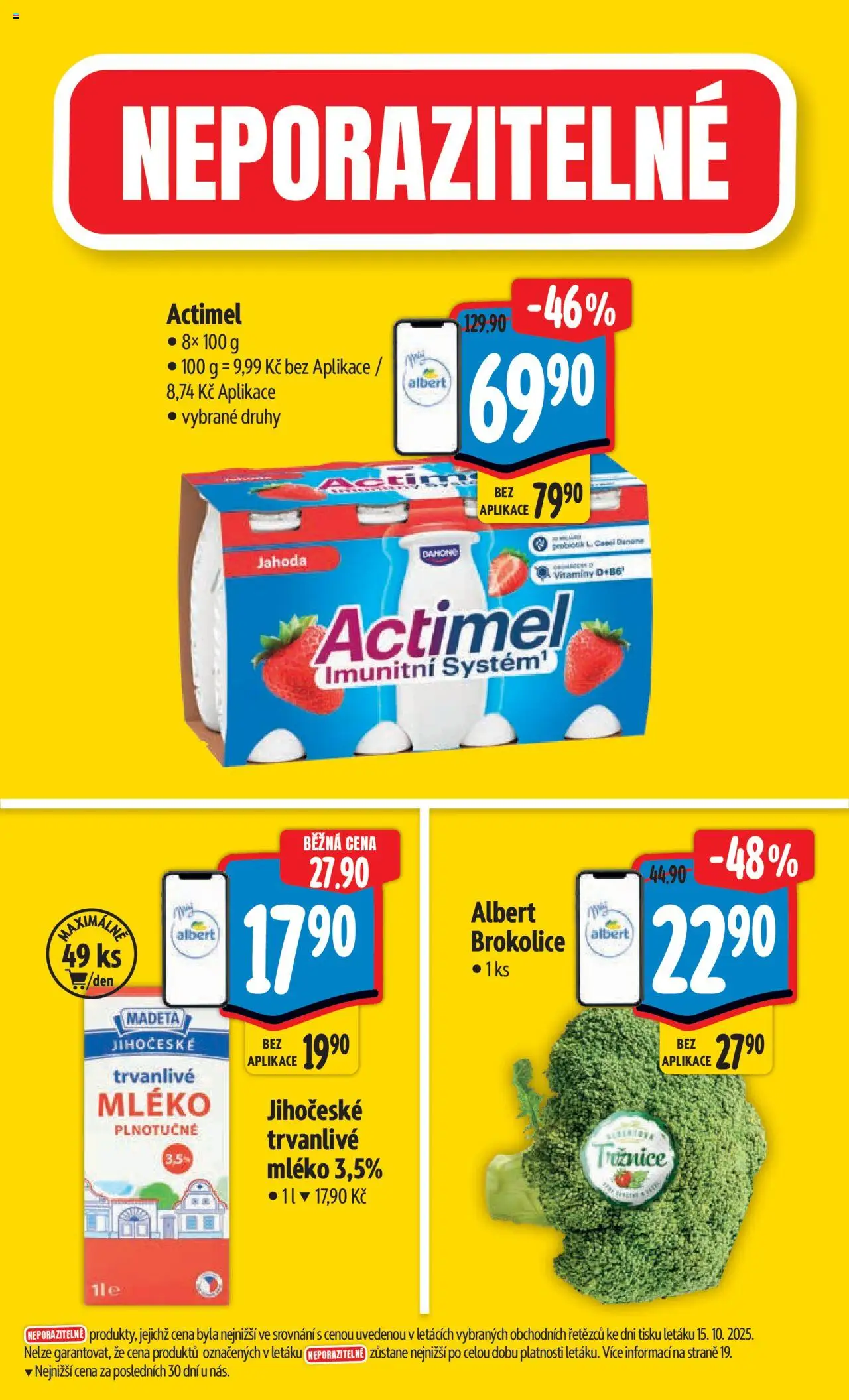 Albert leták - Hypermarket od 22.10.2025 | Strana: 3 | Produkty: Mléko, Vitamíny, Brokolice, Actimel