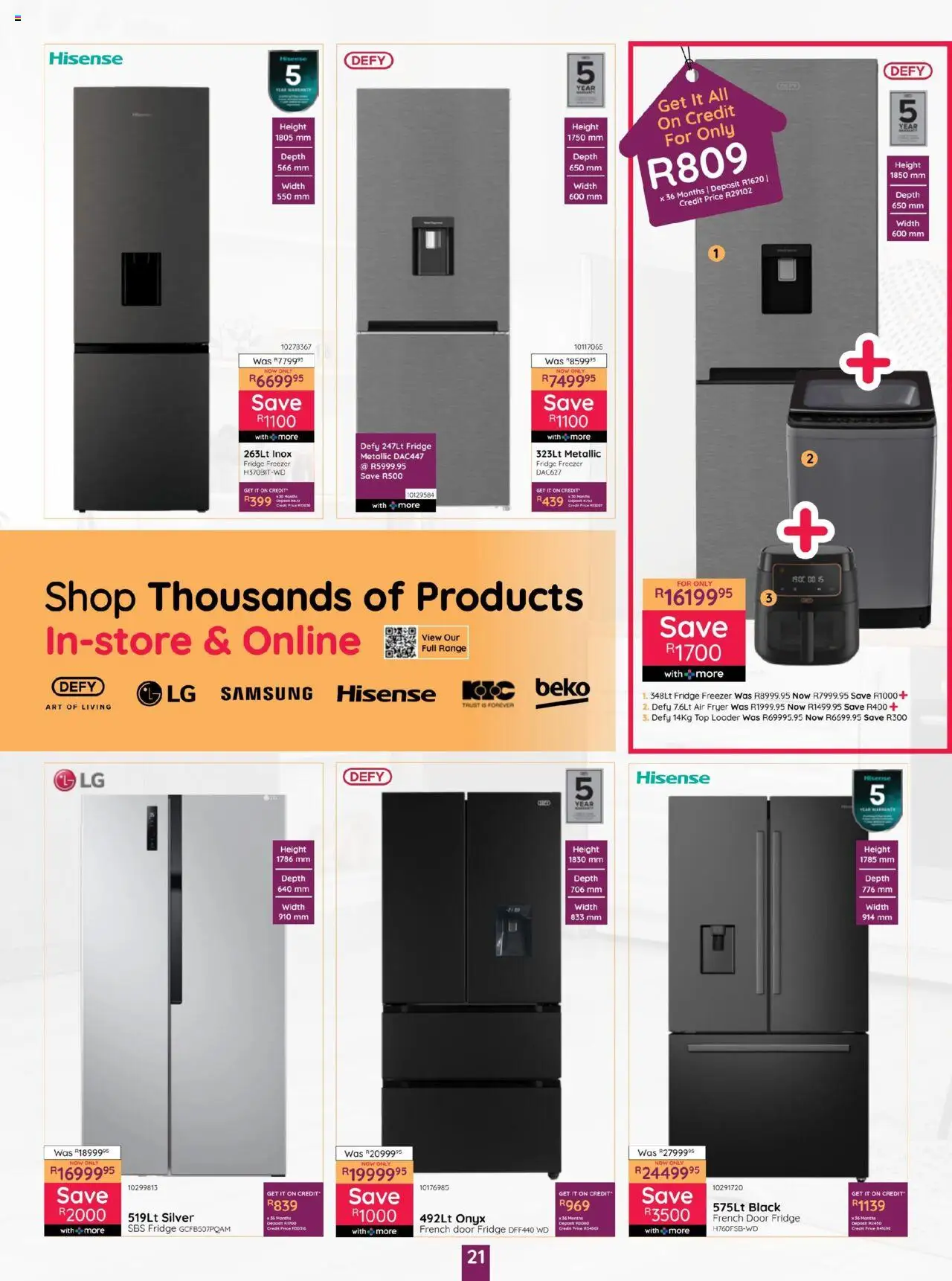 New Bradlows catalogue – valid from 18.09.2025 | Page: 21 | Products: Art, Freezer, Fridge, Air fryer
