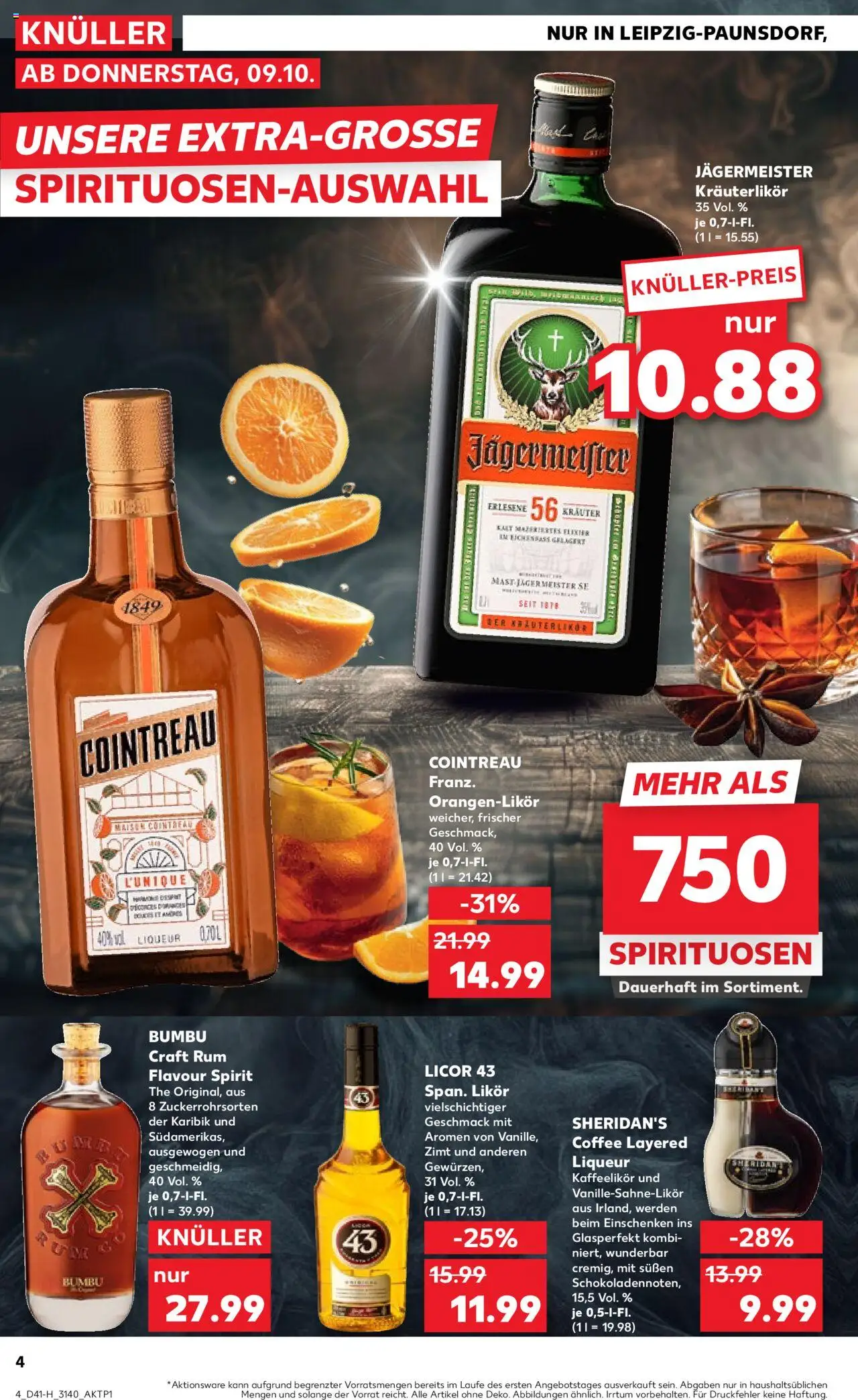 Kaufland prospekt Leipzig	 – gültig ab 09.10.2025 | Seite: 4 | Produkte: Likör, Rum, Jägermeister