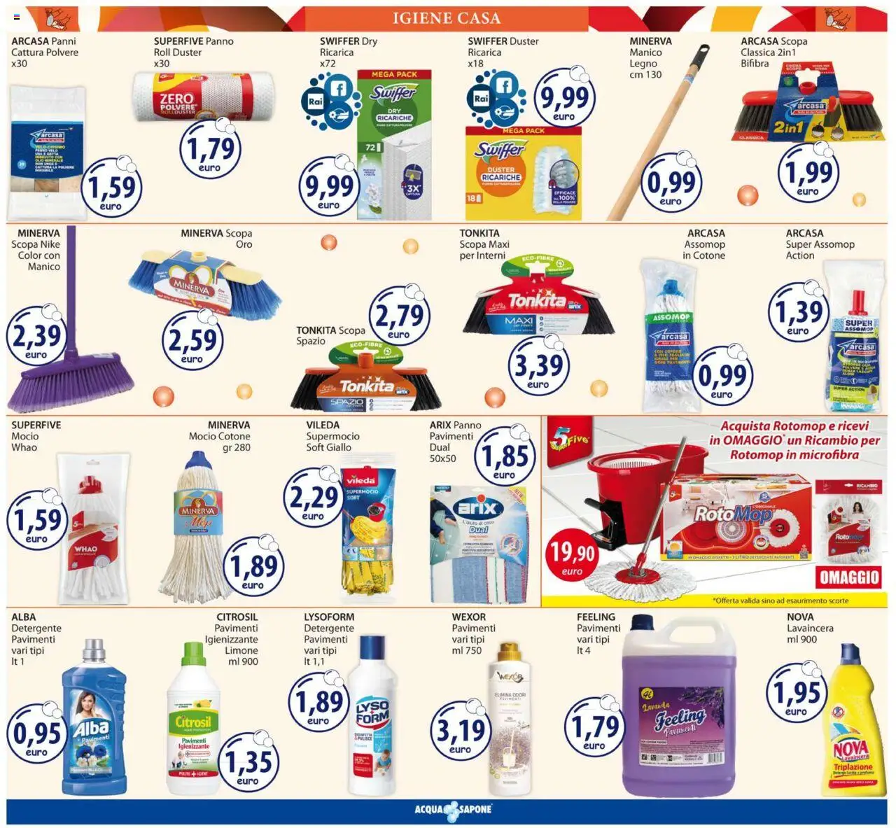 Volantino Acqua e Sapone del 24.09.2025 | Pagina: 14 | Prodotti: Detergente, Mocio, Limone, Scopa