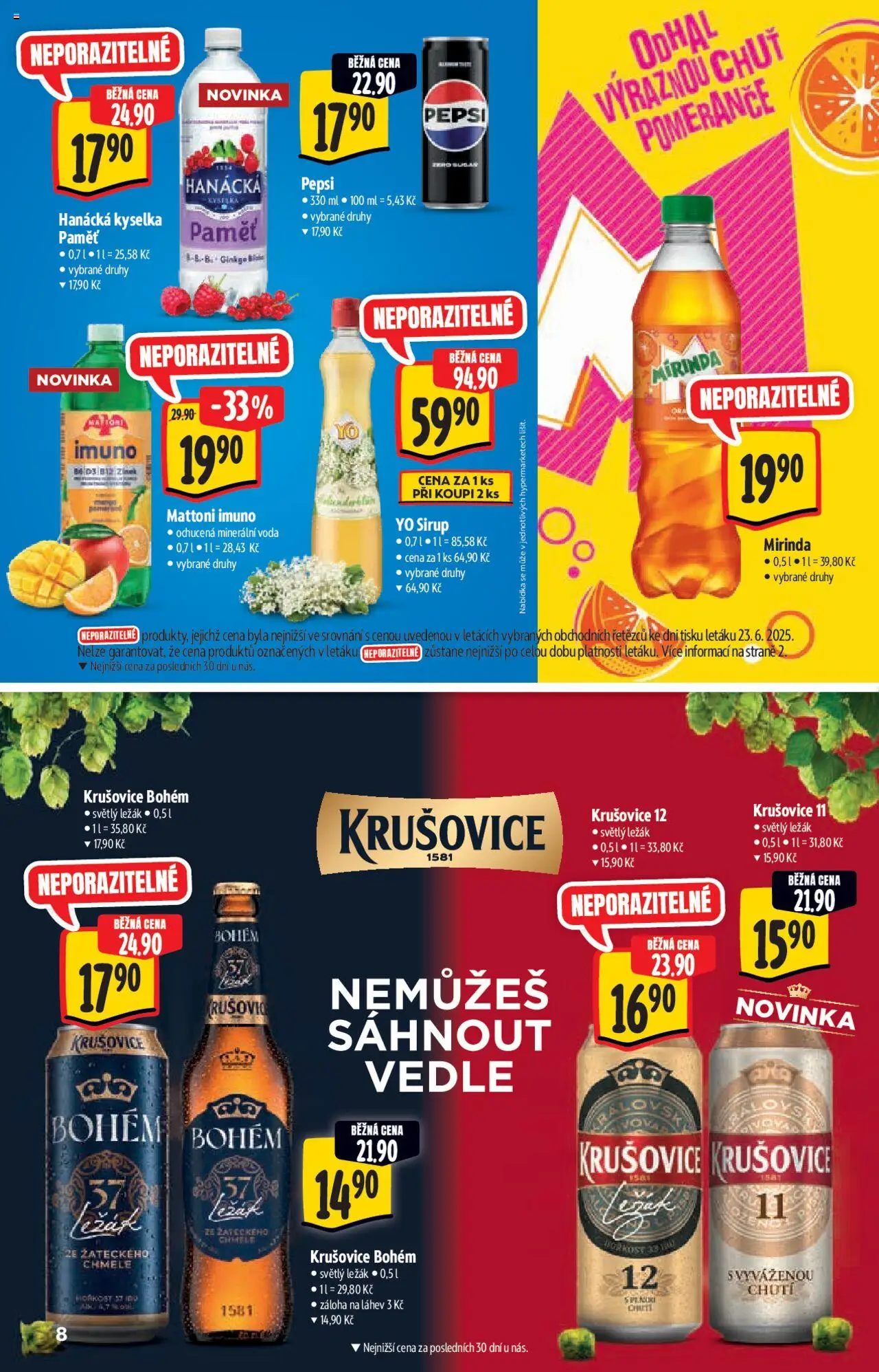 Albert katalog - Hypermarket od 02.07.2025 | Strana: 8 | Produkty: Yo sirup, Krušovice, Krušovice 12, Minerální voda