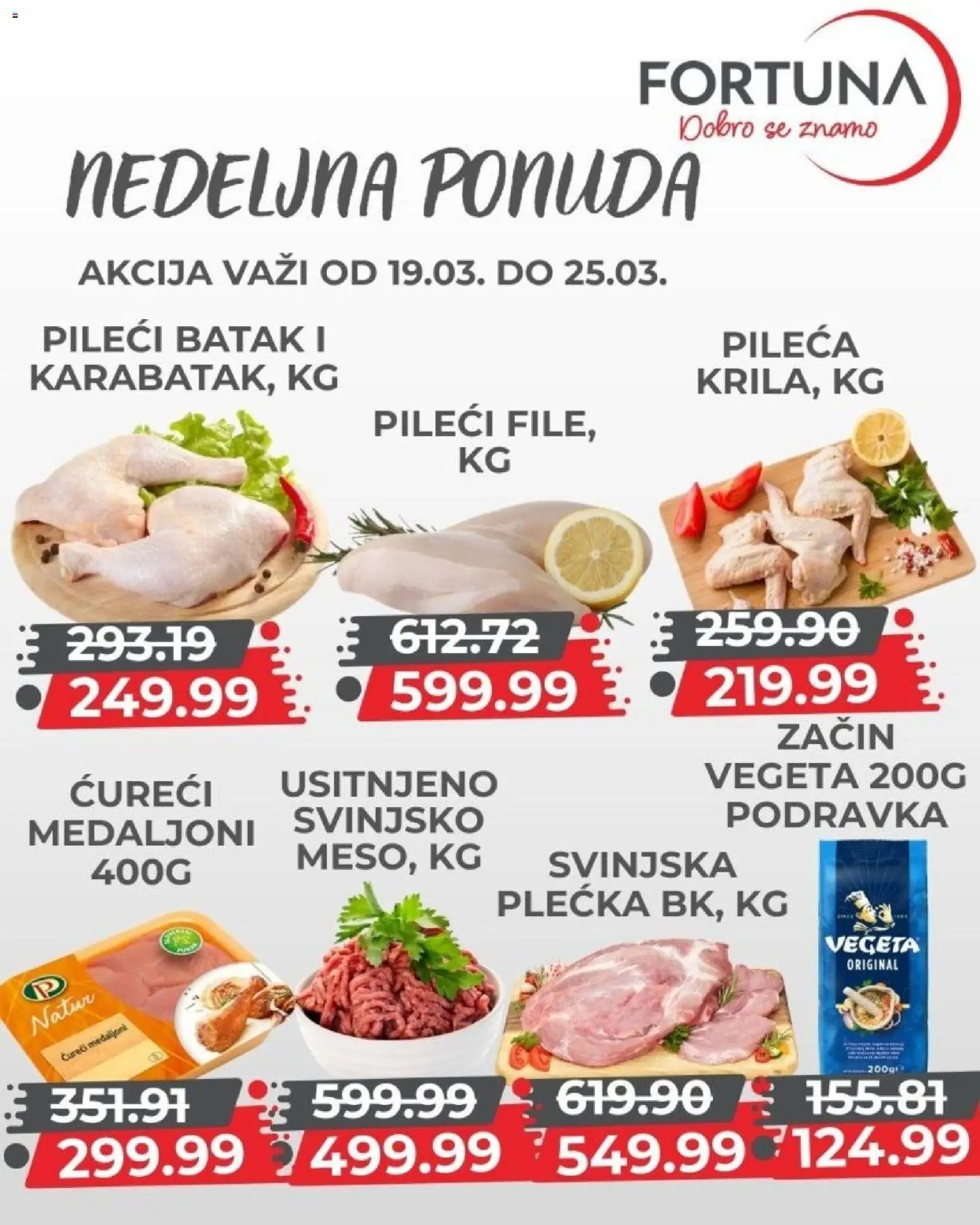 Fortuna Market katalog - važi od 19.03.2026 | Strana: 2 | Proizvode: Podravka, Pileći batak, Svinjska plećka