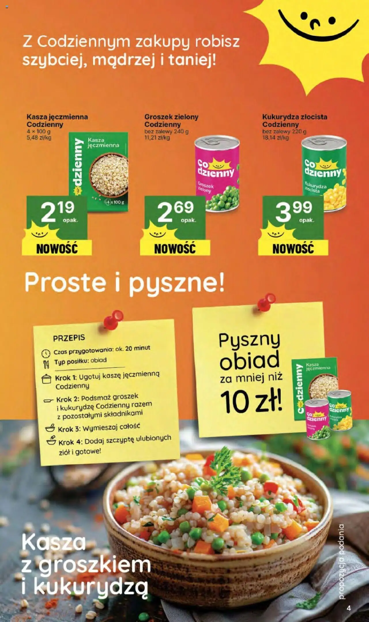 Delikatesy Centrum Gazetka od 02.10.2025 | Strona: 4 | Produkty: Groszek, Kasza, Kasza jęczmienna, Kukurydza