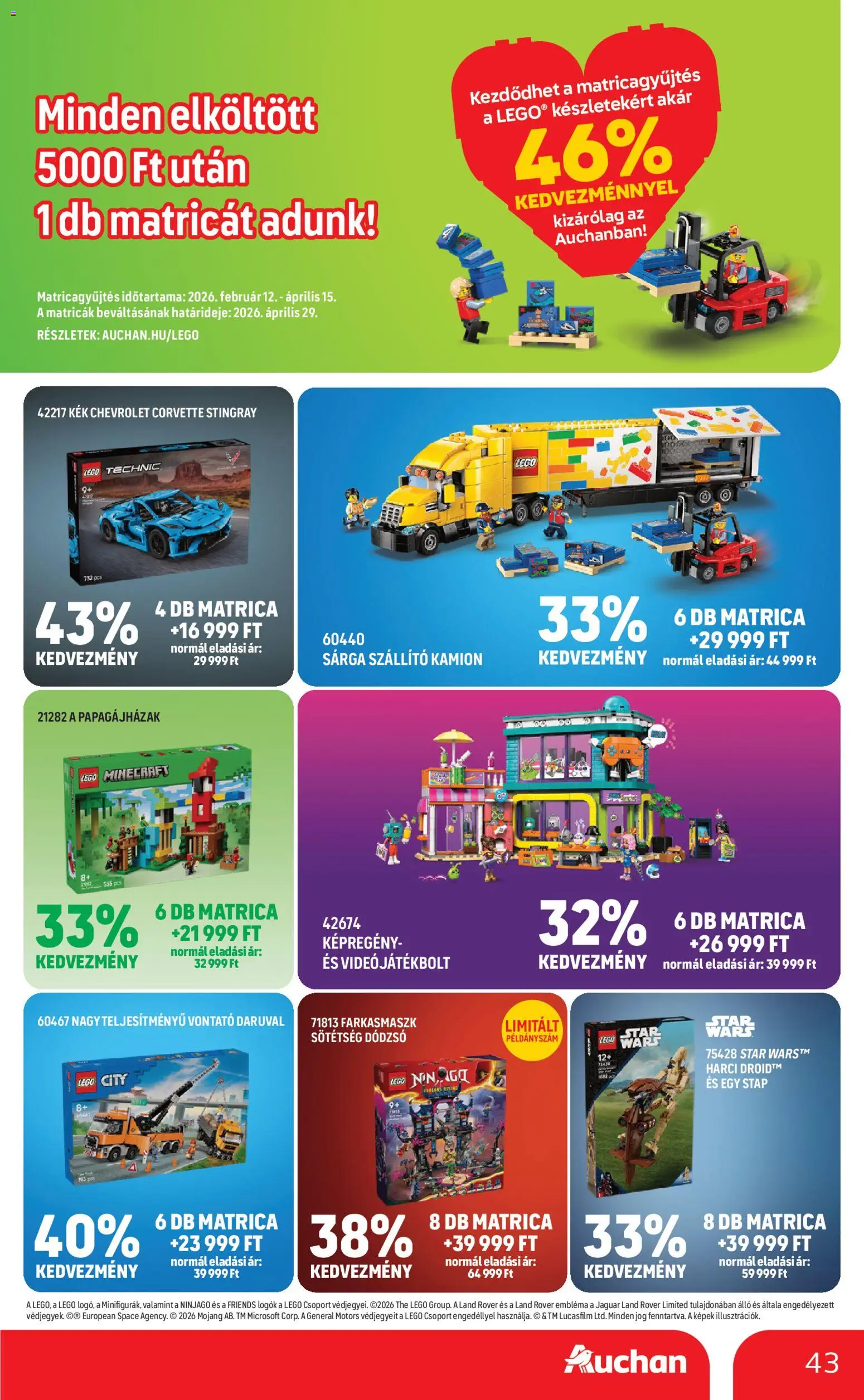 Auchan akciós ujság - amely érvényes a következő dátumtól: 19.02.2026 | Oldal: 43 | Termékek: Videó