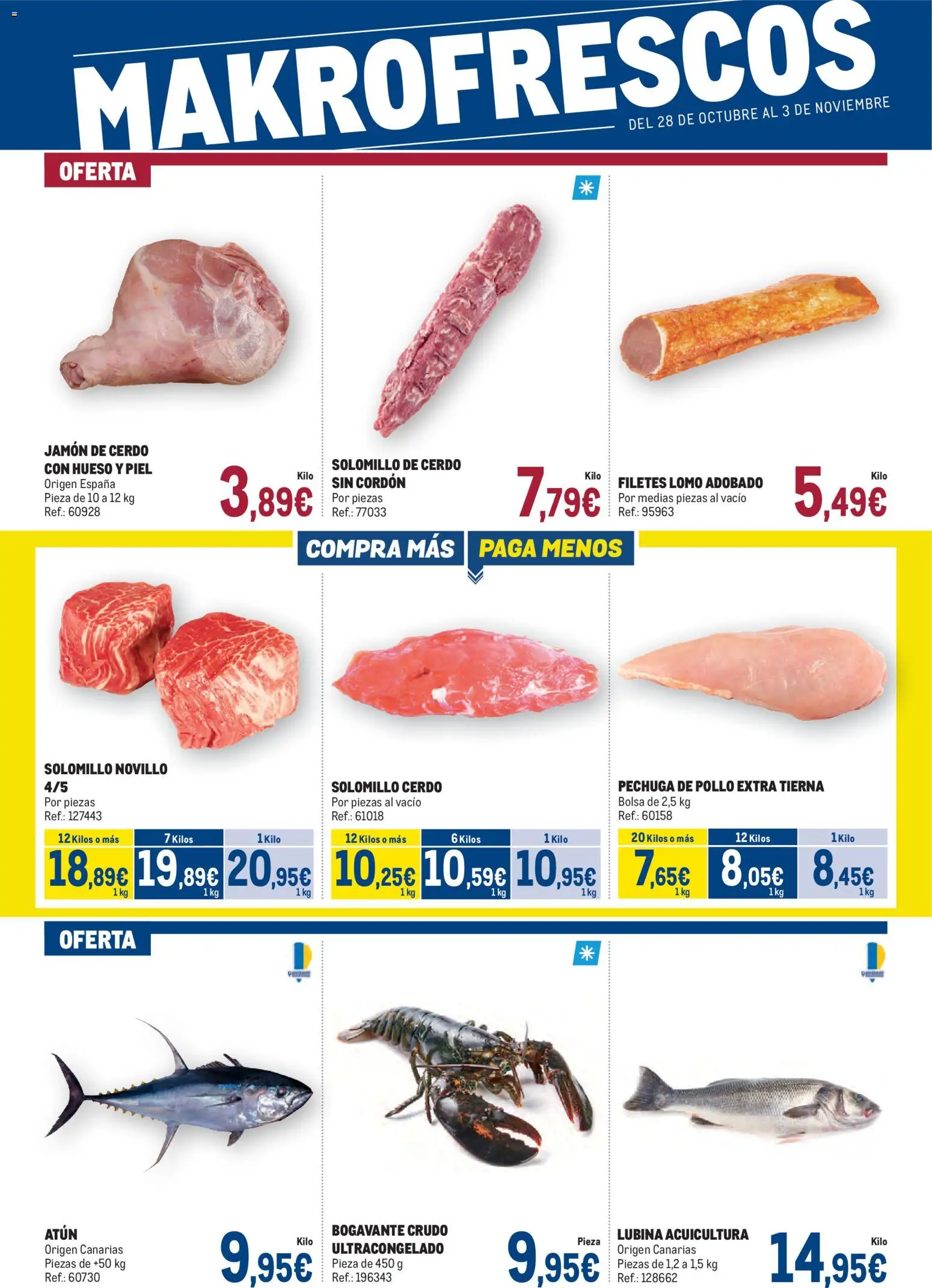 Makro - España Ofertas - Fresco │ válido desde el 28.10.2025 | Página: 1 | Productos: Solomillo de cerdo, Jamón, Cerdo, Bolsa