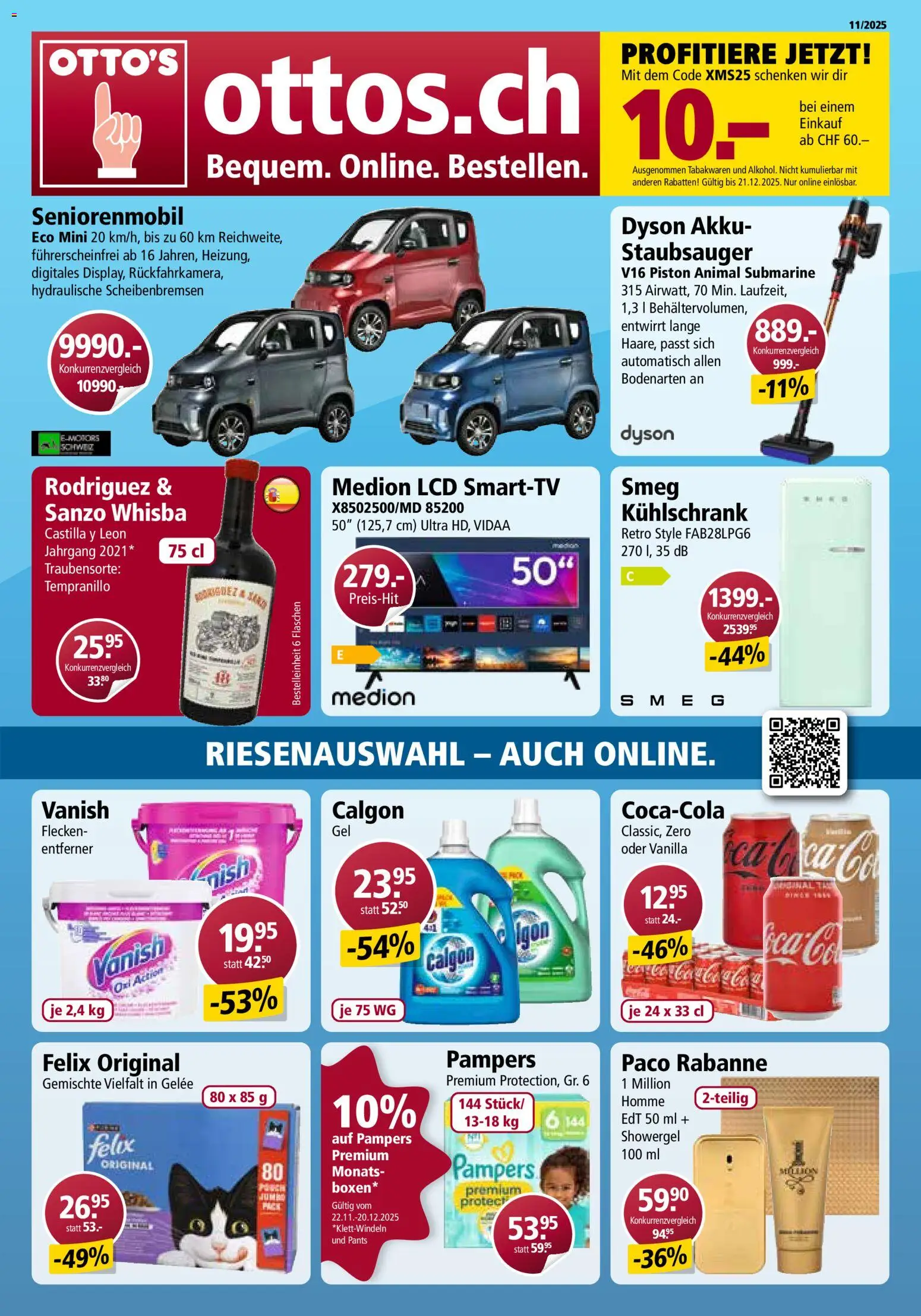 Otto's Aktionen Online – gültig ab 22.11.2025 | Seite: 1 | Produkte: Kühlschrank, Staubsauger, Pampers, Dyson