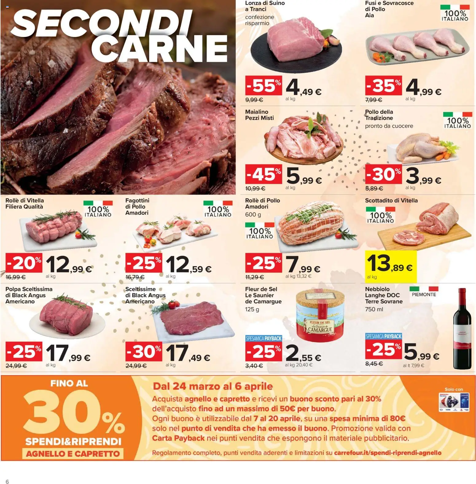 Volantino Carrefour del 26.03.2026 | Pagina: 6 | Prodotti: Scottadito, Pollo, Suino, Agnello