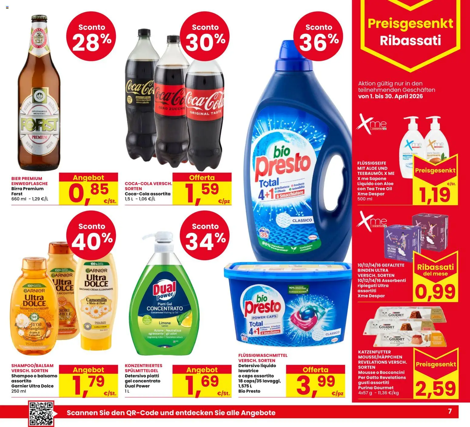 Volantino Despar del 21.04.2026 | Pagina: 7 | Prodotti: Shampoo, Crema, Birra, Limone