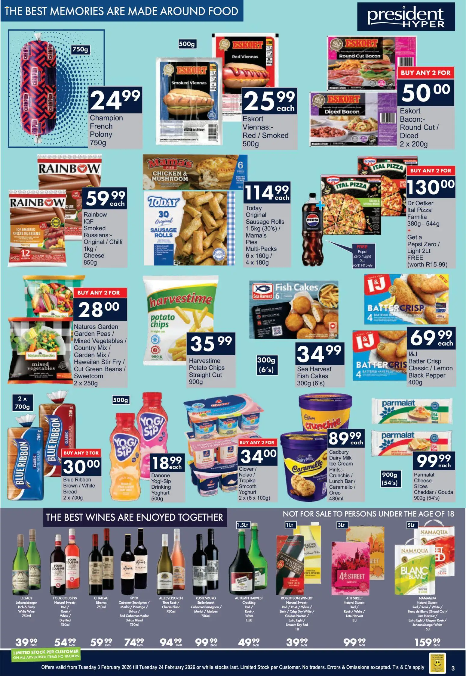 New President Hyper catalogue – valid from 03.02.2026 | Page: 3 | Products: Light, Chicken, Vegetables, Pepper