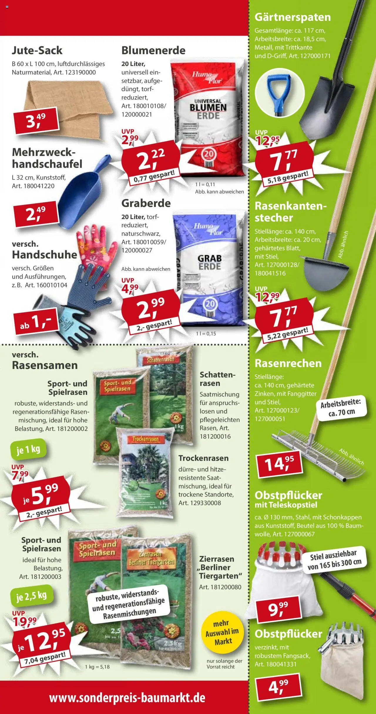 Sonderpreis Baumarkt Prospekt 	 – gültig ab 13.09.2025 | Seite: 5 | Produkte: Berliner, Blumen, Blumenerde, Handschuhe