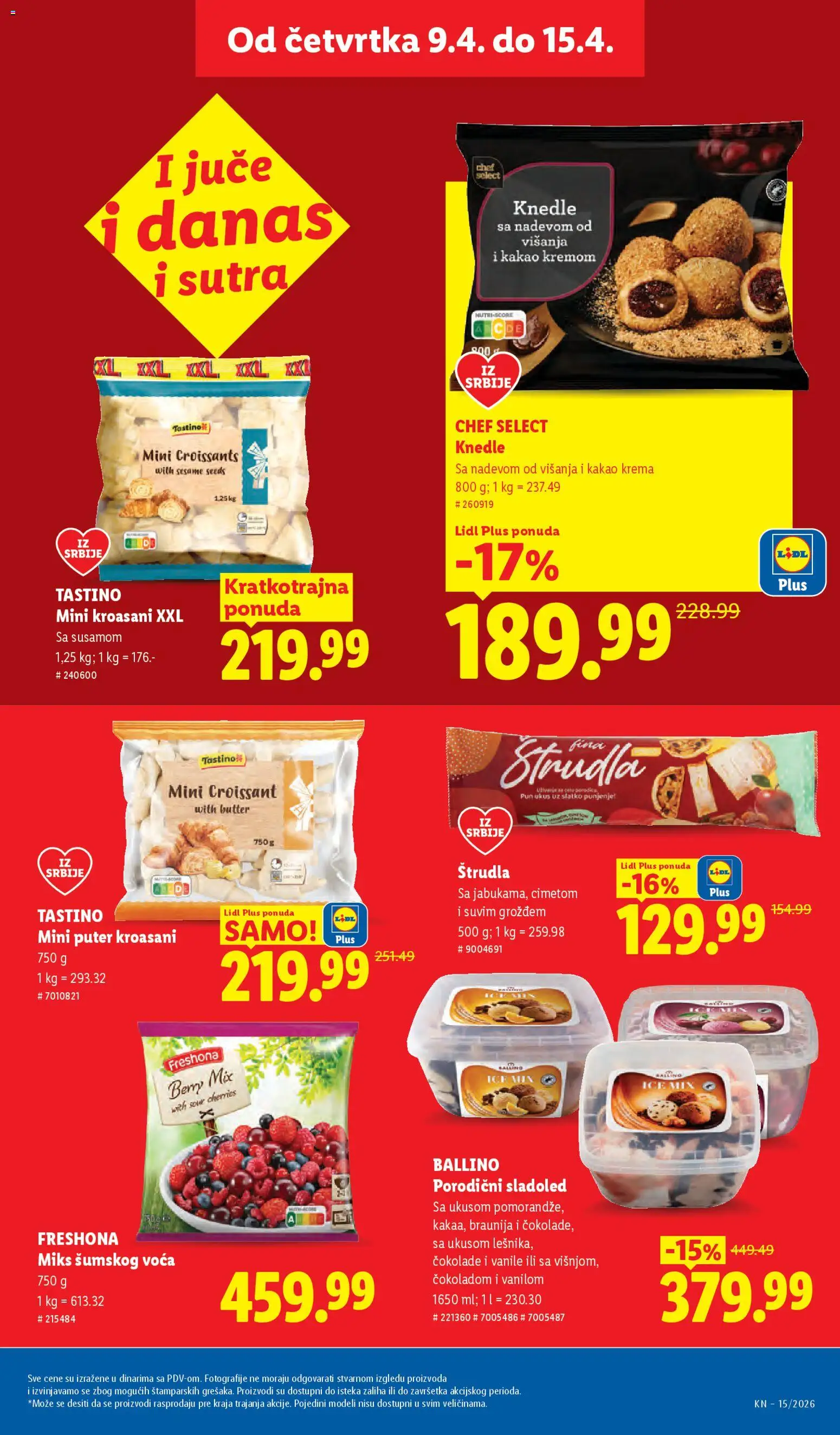 Lidl katalog - važi od 09.04.2026 | Strana: 23 | Proizvode: Sladoled, Štrudla, Puter, Knedle
