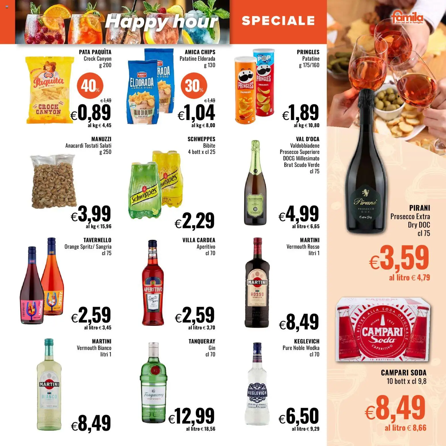 Volantino Famila del 16.03.2026 | Pagina: 17 | Prodotti: Prosecco, Anacardi, Bibite, Olio di Oliva