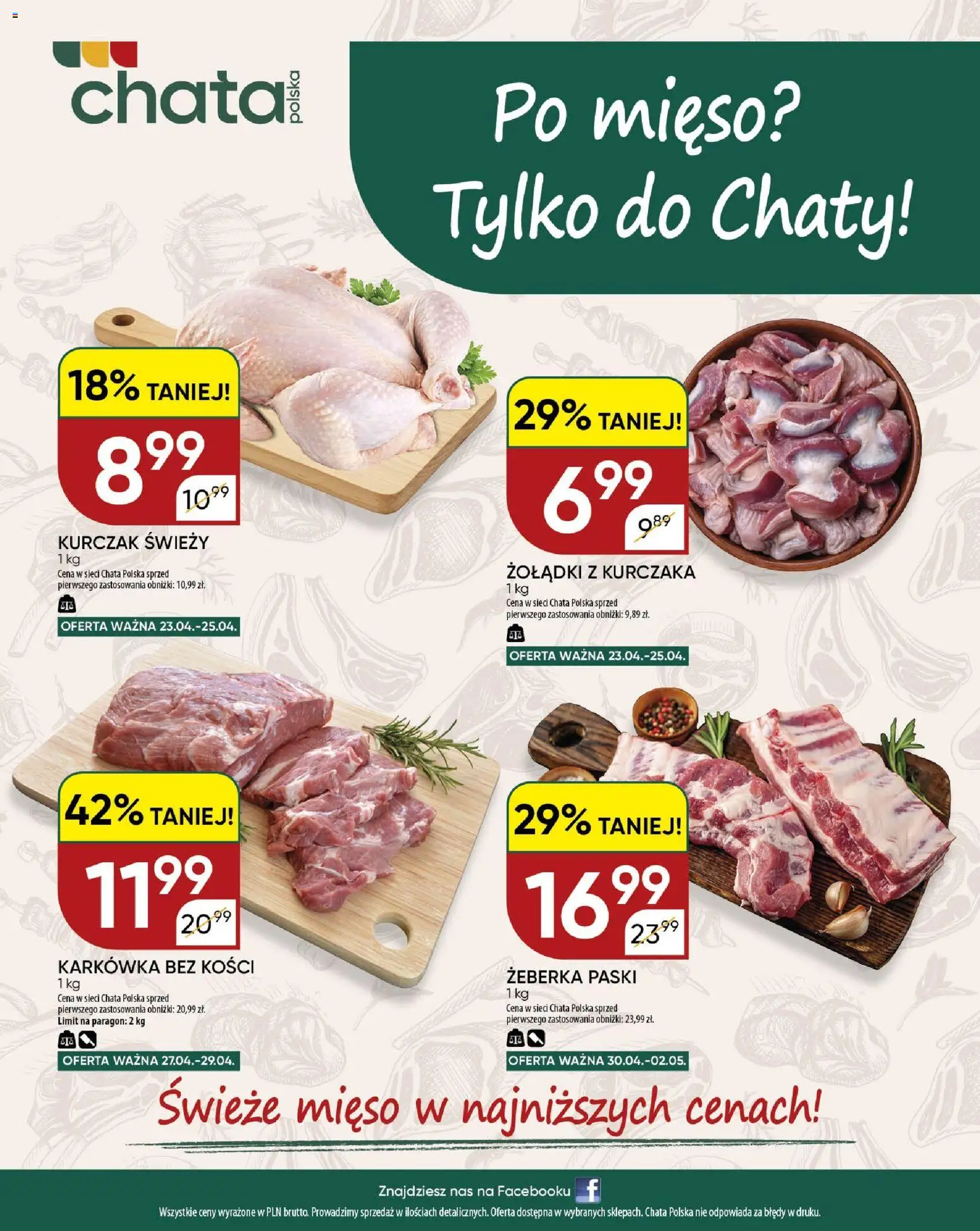 Chata Polska gazetka od 23.04.2026 | Strona: 24 | Produkty: Karkówka, Kurczak, Mięso