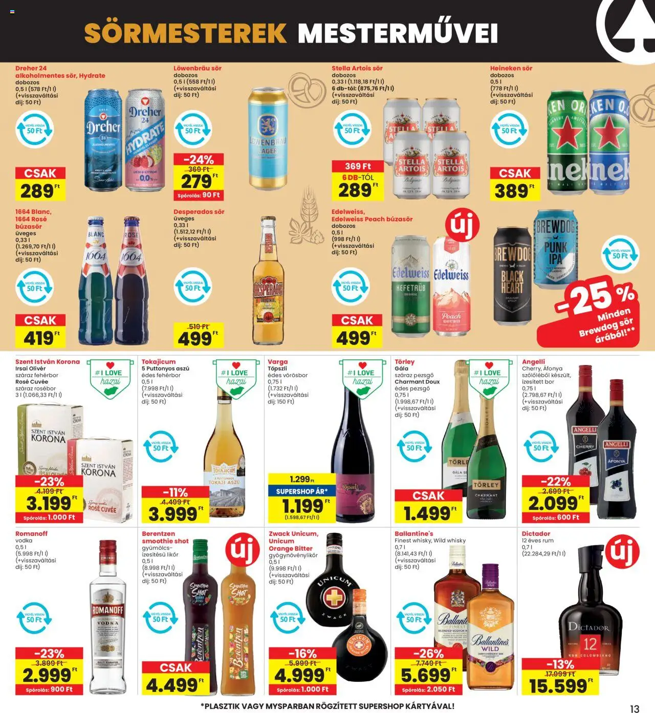 Interspar akciós ujság - amely érvényes a következő dátumtól: 14.08.2025 | Oldal: 13 | Termékek: Sör, Vörösbor, Feferoni, Só