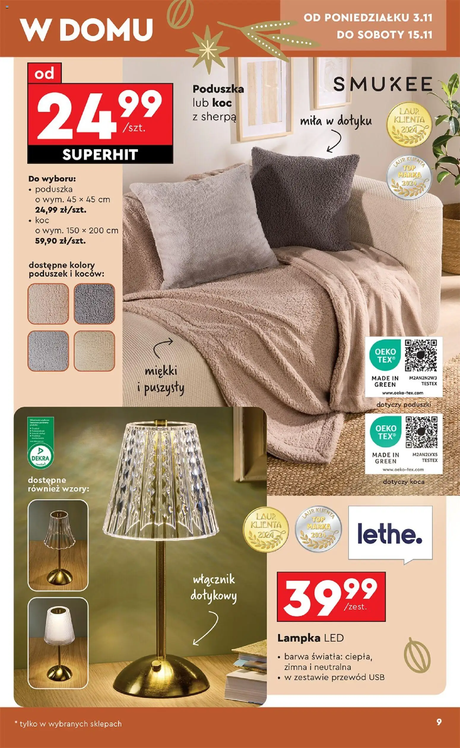 Biedronka Black Friday od 03.11.2025 | Strona: 9 | Produkty: USB, Poduszka, Koc