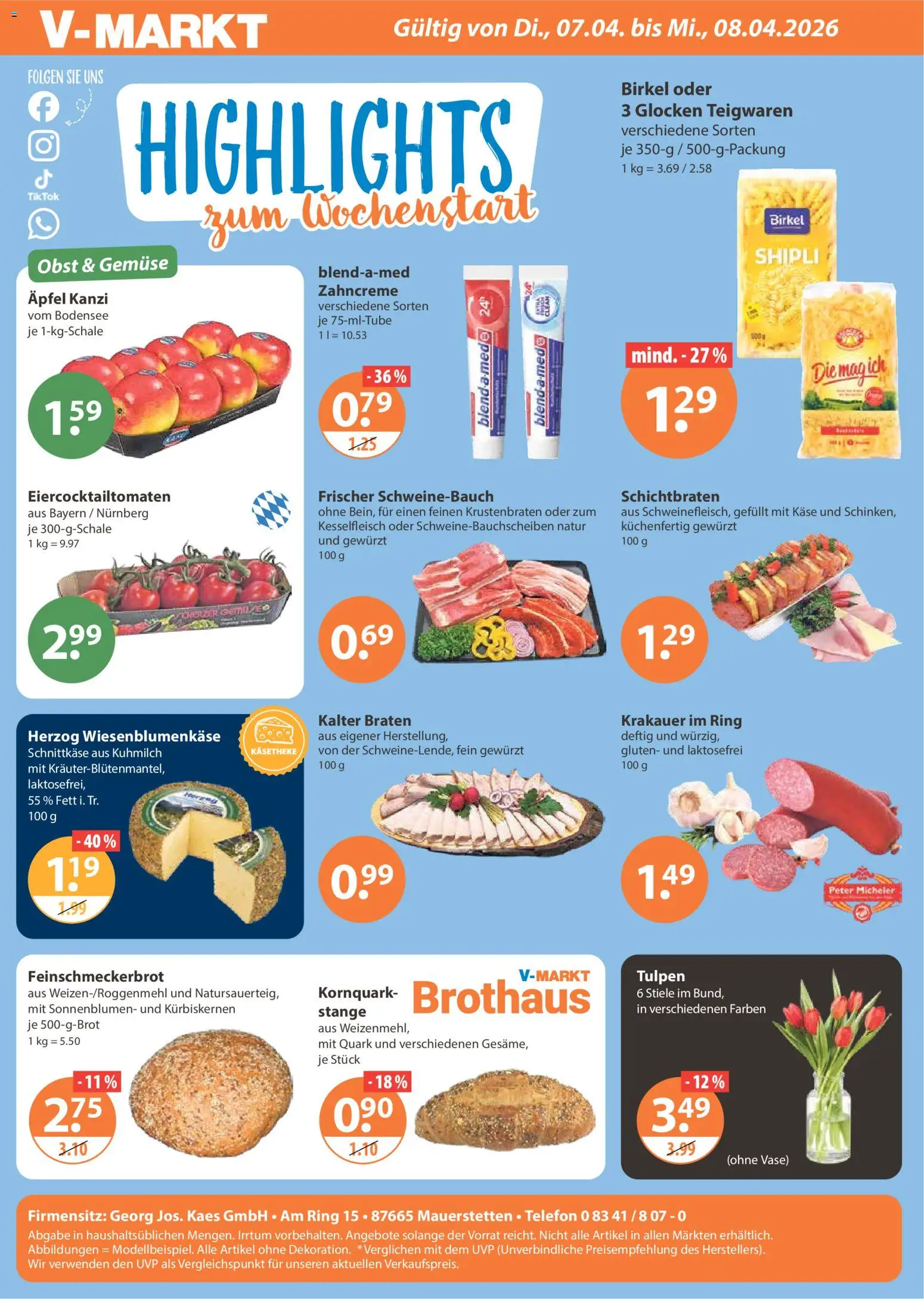 V-Markt Schwaben / Oberbayern – gültig ab 02.04.2026 | Seite: 24 | Produkte: Vase, Krustenbraten, Gemüse, Obst