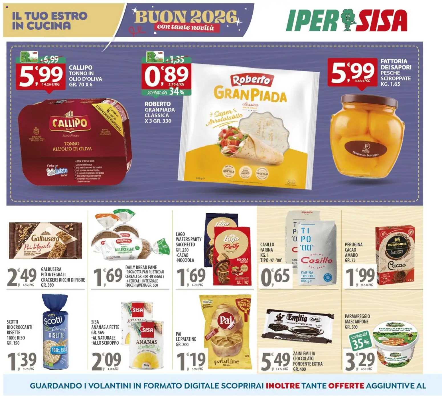 Volantino SISA del 27.12.2025 | Pagina: 12 | Prodotti: Pane, Riso, Crackers, Amaro