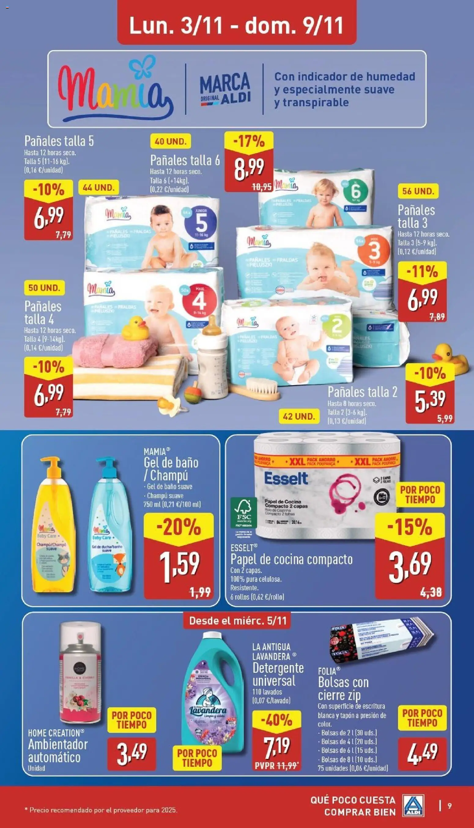 Aldi folleto Canarias │ válido desde el 03.11.2025 | Página: 9 | Productos: Champú, Gel de baño, Cocina, Baño