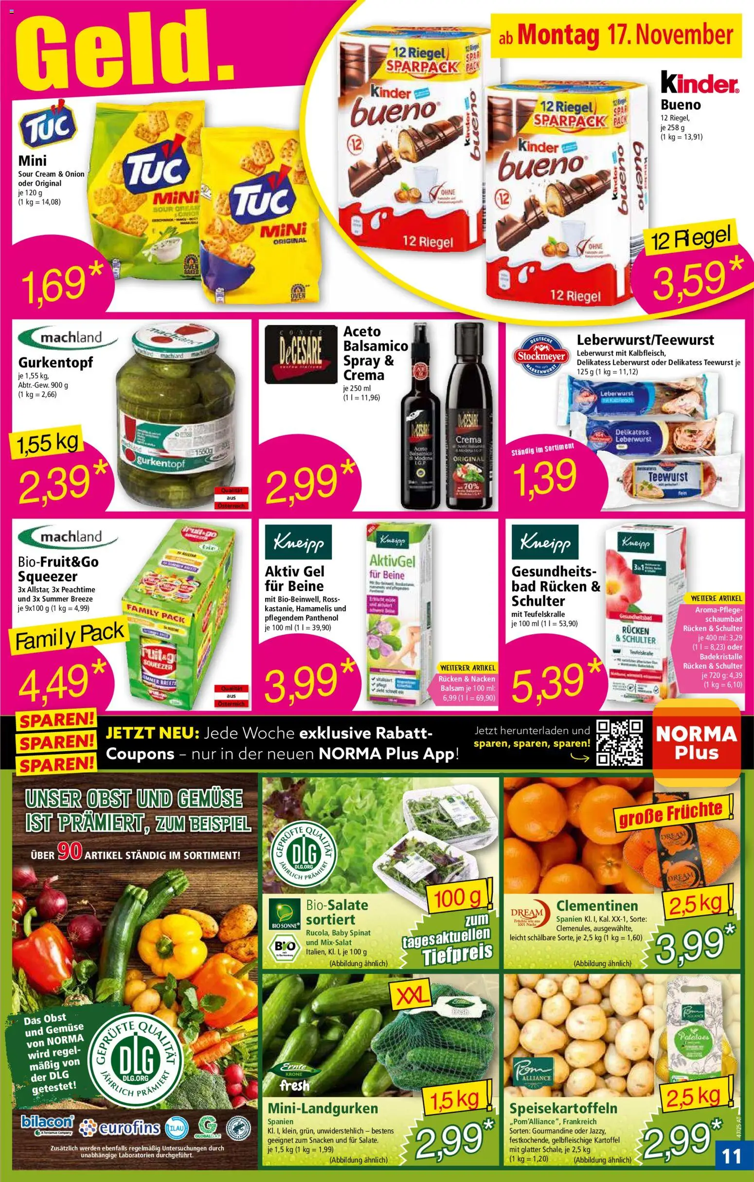 Norma Flugblatt gültig ab 17.11.2025 | Seite: 11 | Produkte: Gemüse, Obst, Bad