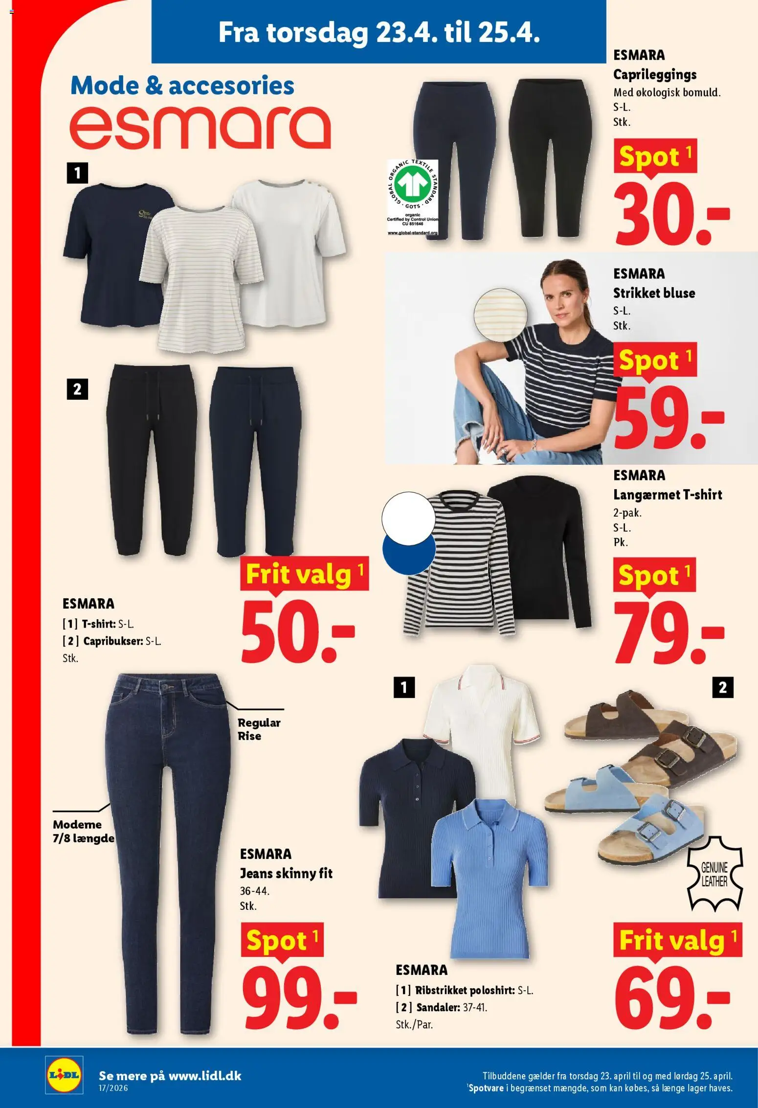 Lidl tilbudsavis – gyldig fra 23.04.2026 | Side: 6 | Produkter: Sandaler, Jeans, Søm, Bluse