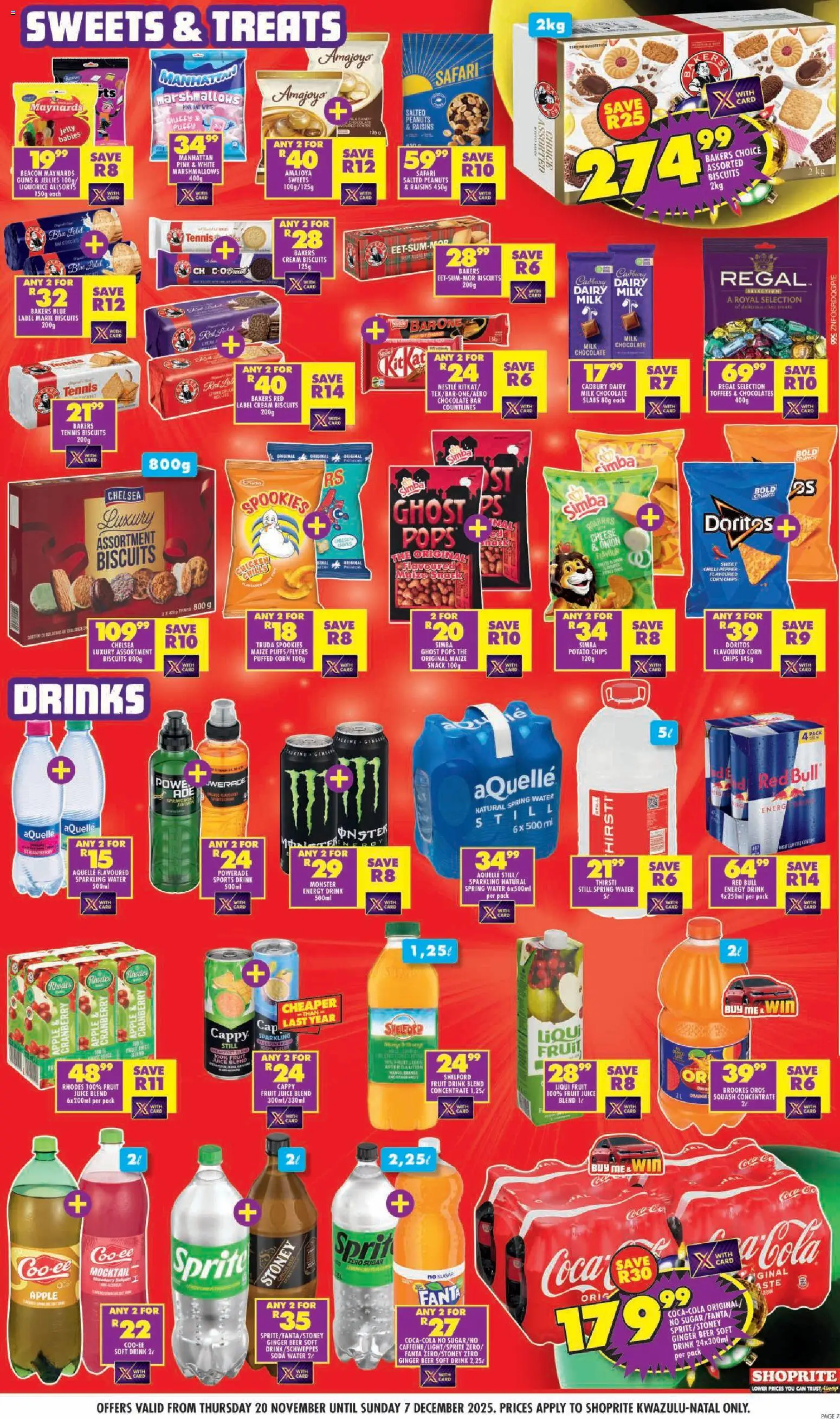 New Shoprite catalogue – valid from 20.11.2025 | Page: 7 | Products: Cheese, Raisins, Water, Sugar