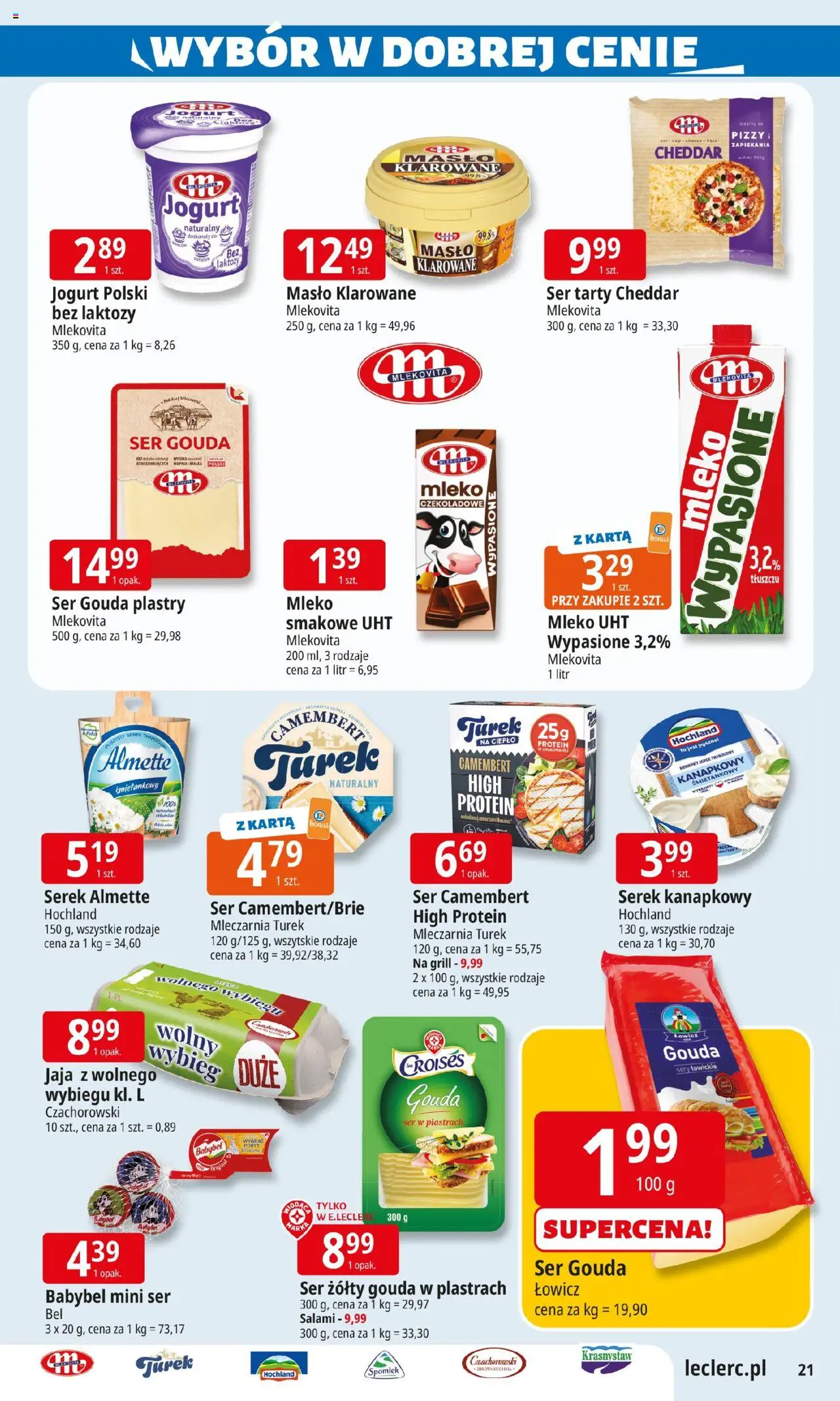 E.Leclerc Gazetka - Warszawa Bielany od 02.09.2025 | Strona: 20 | Produkty: Ser żółty, Ser camembert, Mleko, Salami