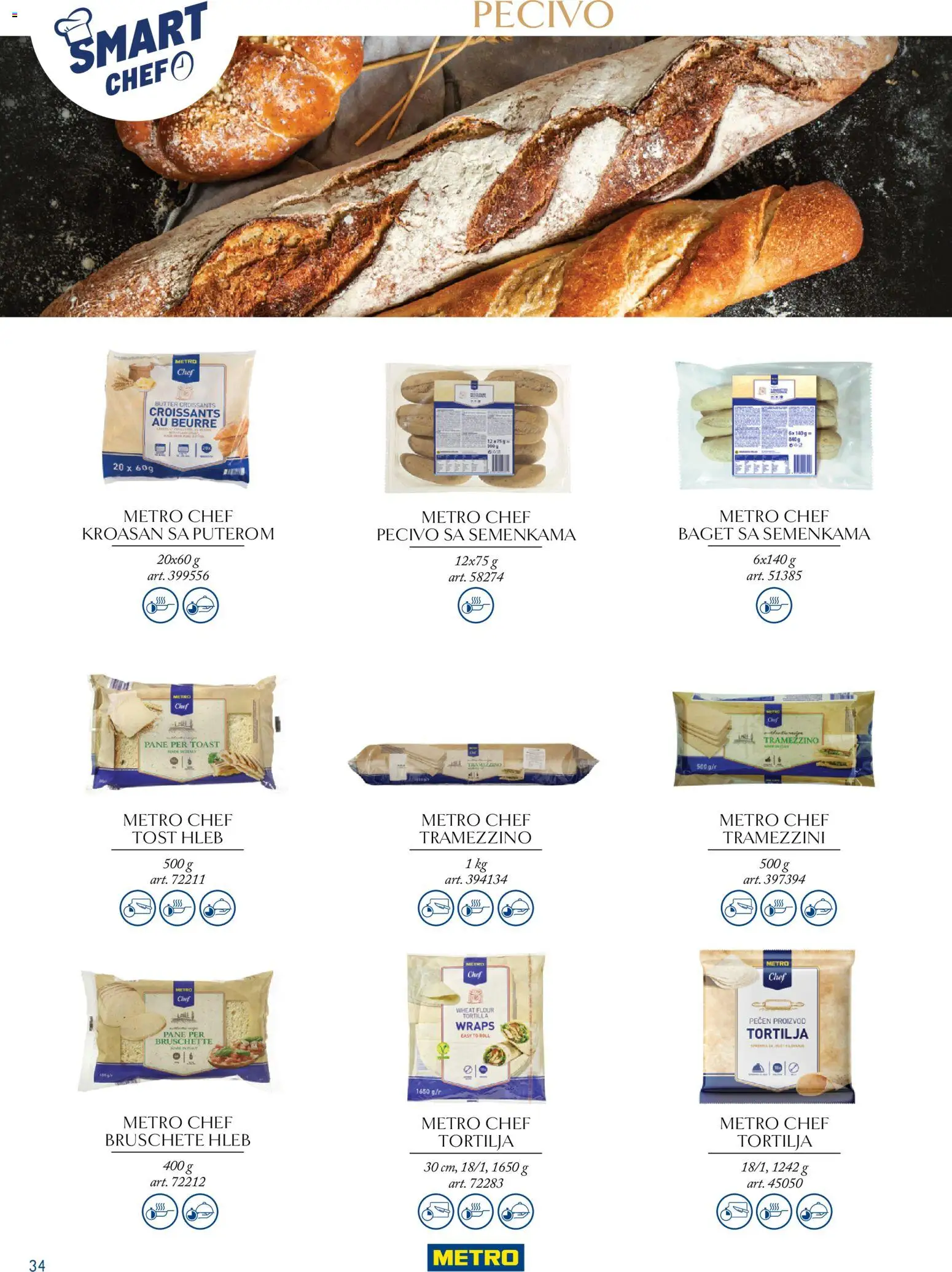 Metro katalog - važi od 24.03.2026 | Strana: 34 | Proizvode: Tost hleb, Kroasan, Hleb, Pecivo