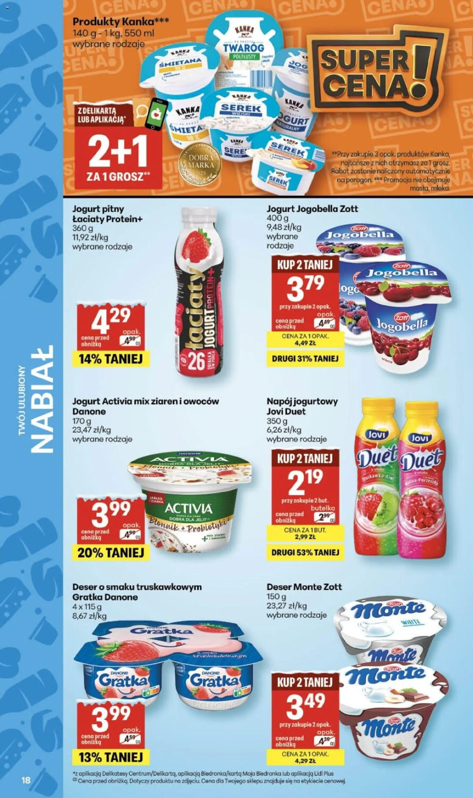 Delikatesy Centrum Gazetka od 15.01.2026 | Strona: 18 | Produkty: Serek, Jogurt pitny, Jogurt, Śmietana