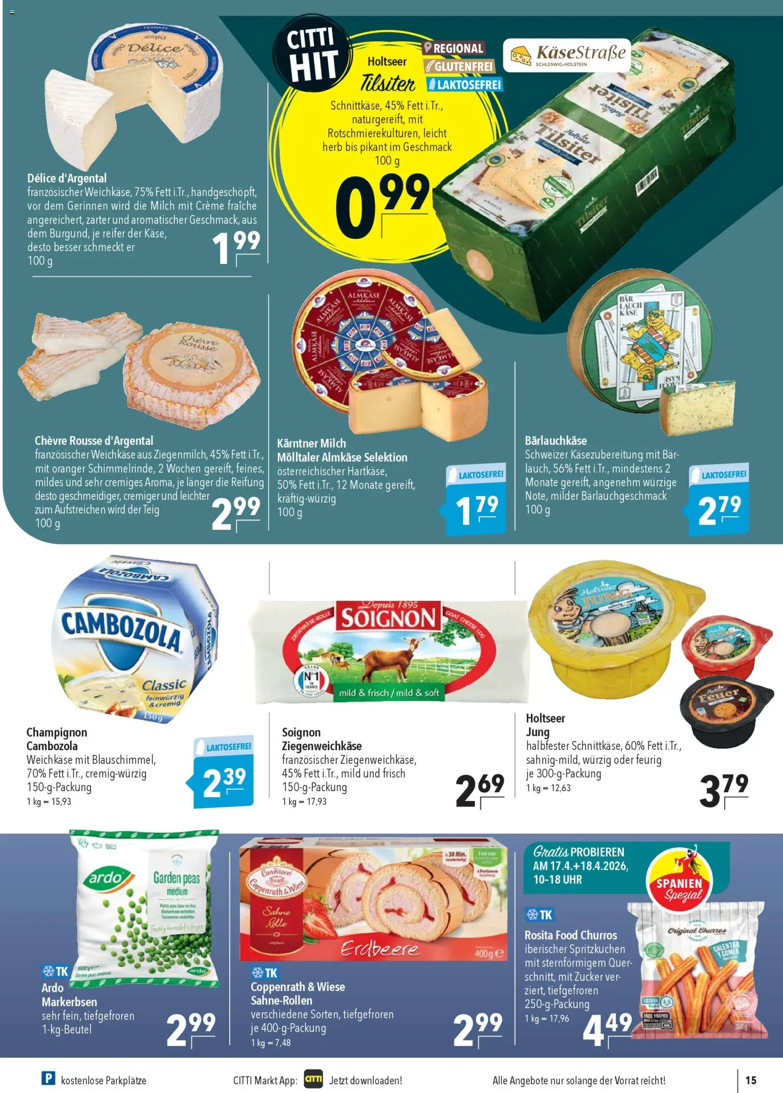 CITTI Markt Prospekt 	 – gültig ab 15.04.2026 | Seite: 15 | Produkte: Milch, Käse, Creme, Uhr