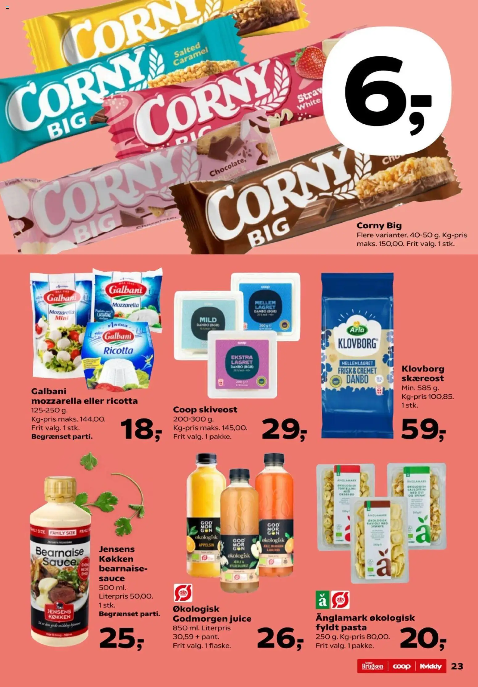 Super Brugsen tilbudsavis – gyldig fra 07.04.2026 | Side: 25 | Produkter: Juice, Pasta, Skiveost, Carpete