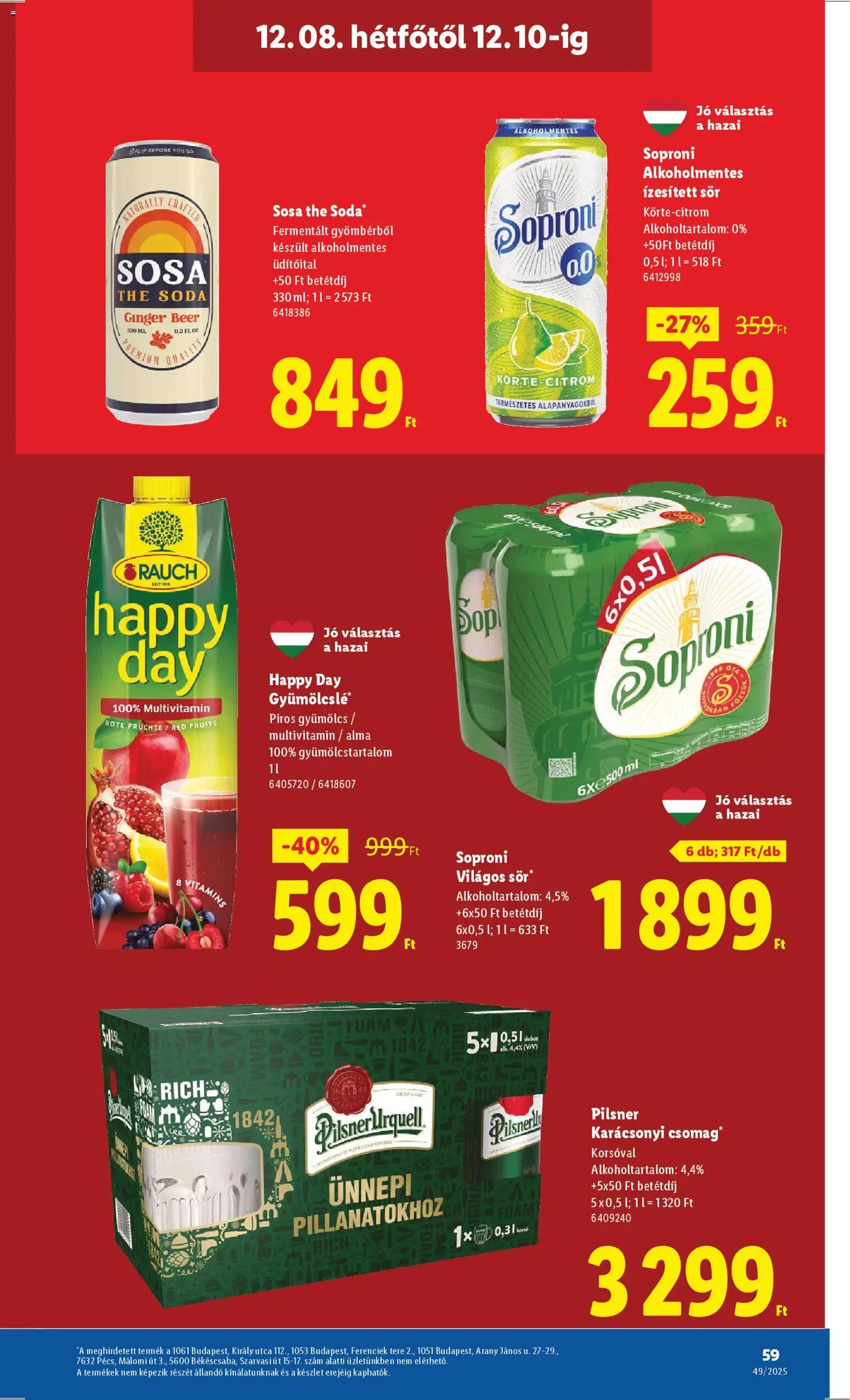 Lidl akciós ujság - amely érvényes a következő dátumtól: 04.12.2025 | Oldal: 59 | Termékek: Gyümölcslé, Gyümölcs, Sör, Alma