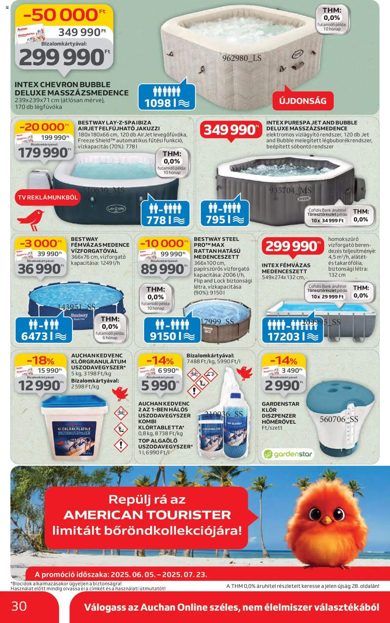 Auchan akciós ujság - amely érvényes a következő dátumtól: 19.06.2025 | Oldal: 30 | Termékek: Jakuzzi, TV, Medence, Létra