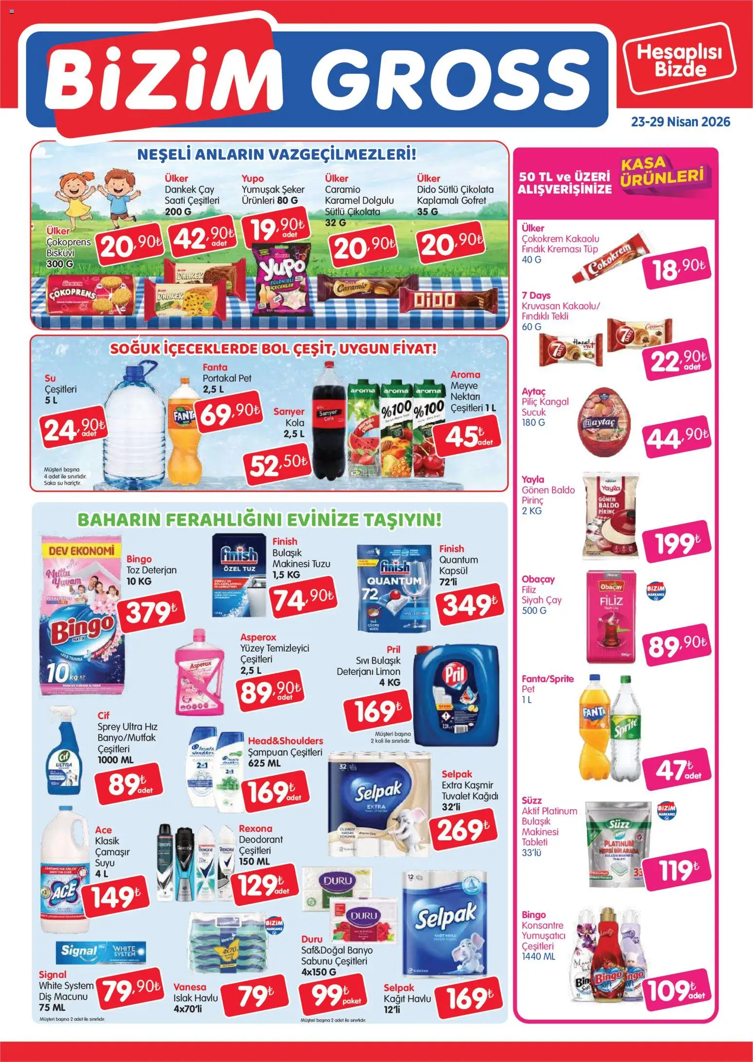Bizim Toptan - Bizim Gross Fırsat Bülteni - 23.04.2026 tarihinden itibaren geçerlidir | Sayfa: 3 | Ürünler: Deterjan, Meyve, Fanta, Bisküvi