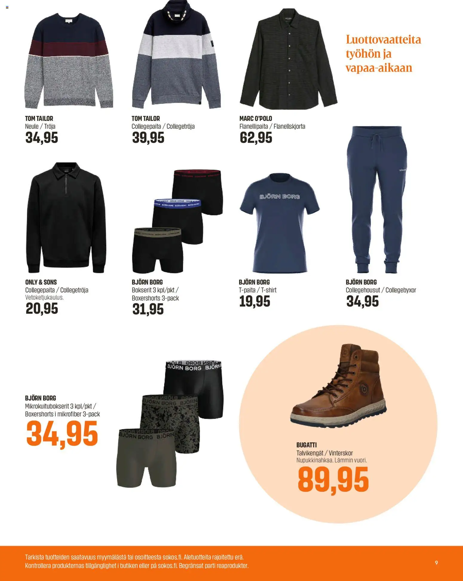 Sokos tarjoukset – voimassa 27.12.2025 alkaen | Sivu: 9 | Tuotteet: T-paita, Bokserit, Talvikengät, Neule