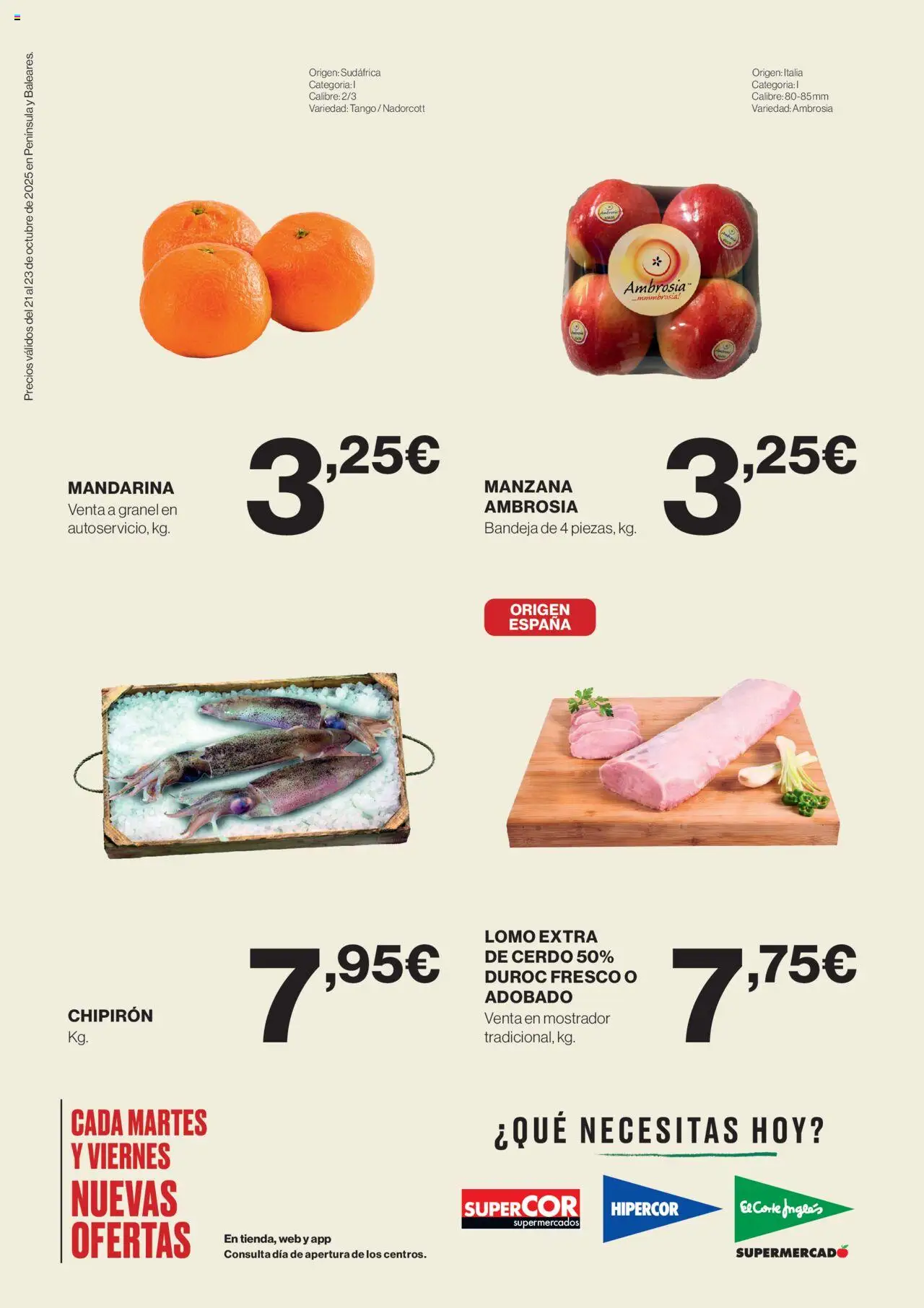 Hipercor catálogo │ válido desde el 21.10.2025 | Página: 2 | Productos: Cerdo, Manzana, Bandeja