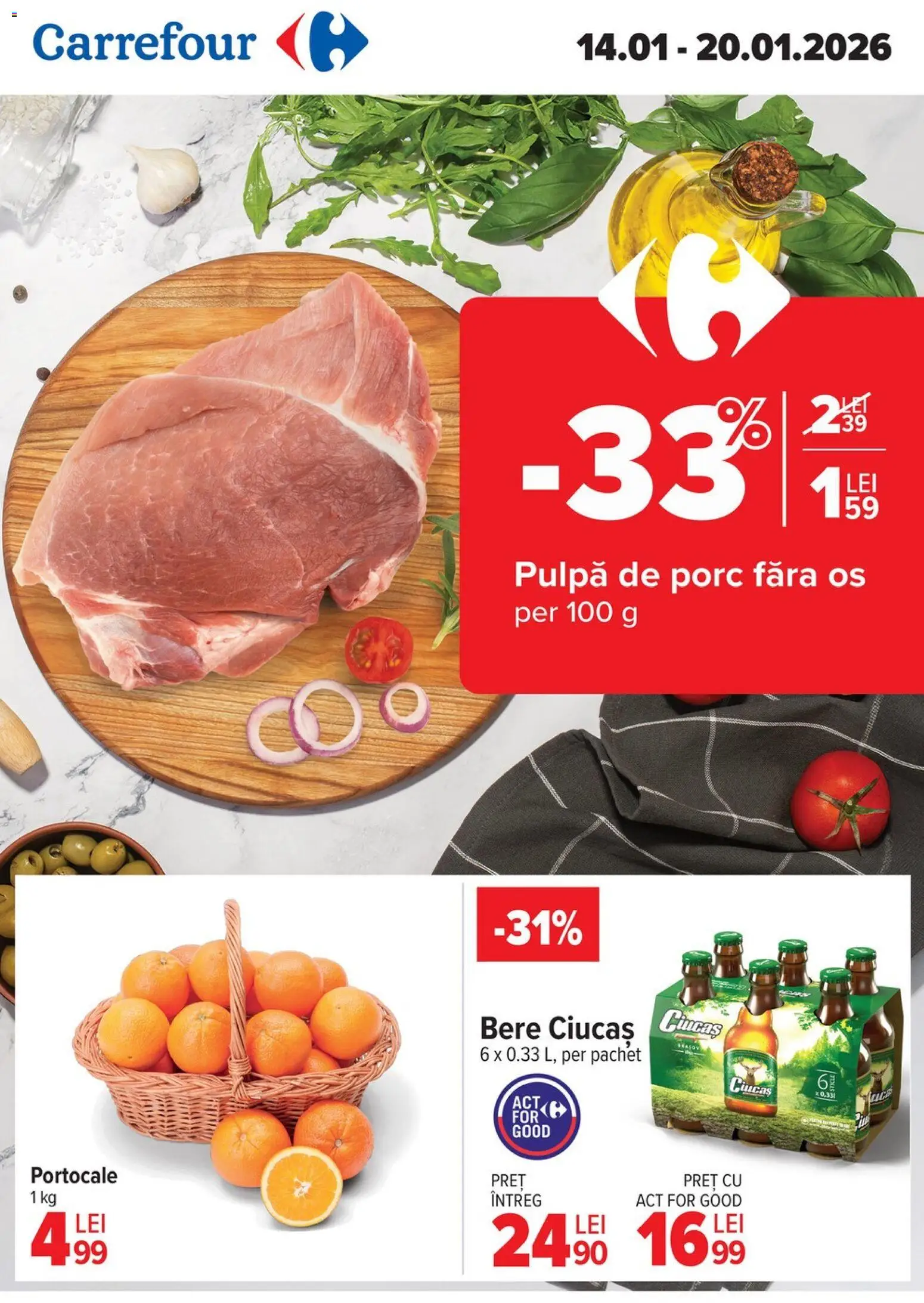 Noul catalog Carrefour – valabil de la 14.01.2026 | Pagină: 1 | Produse: Bere, Portocale