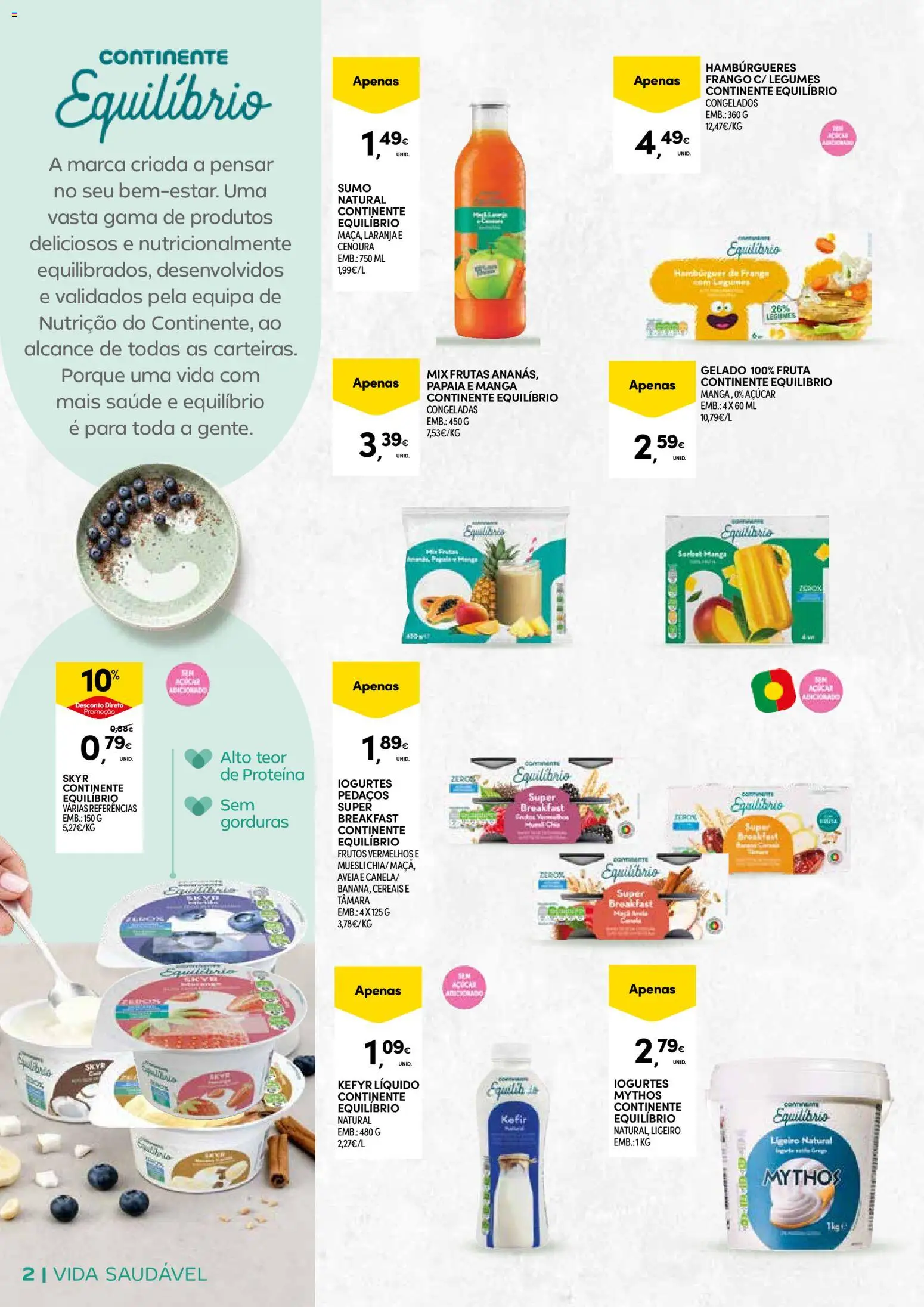 Continente - Açores: Vida Saudável │ válido de 20.01.2026 | Página: 2 | Produtos: Frango, Gelado, Sumo, Cenoura