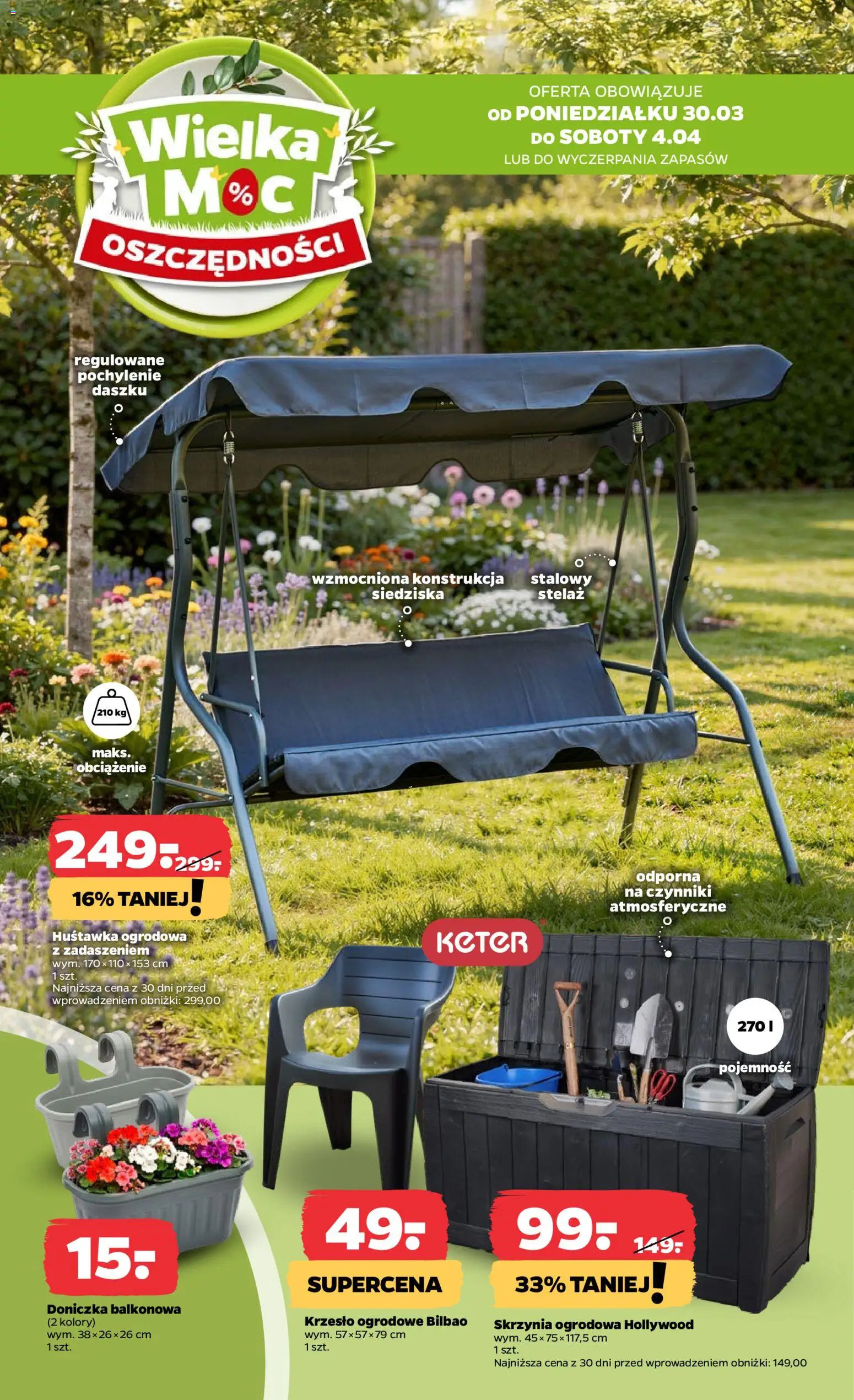 Netto gazetka od poniedziałku NonFood od 30.03.2026 | Strona: 2 | Produkty: Krzesło, Doniczka, Krzesło ogrodowe