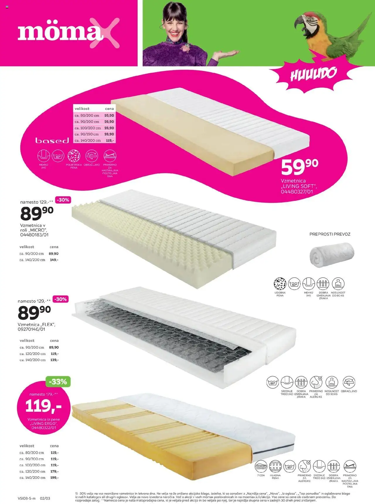 Mömax katalog -30% na neznižane vzmetnice in letvena dna │ velja od 18.08.2025 | Stran: 2 | Izdelki: Vzmetnica